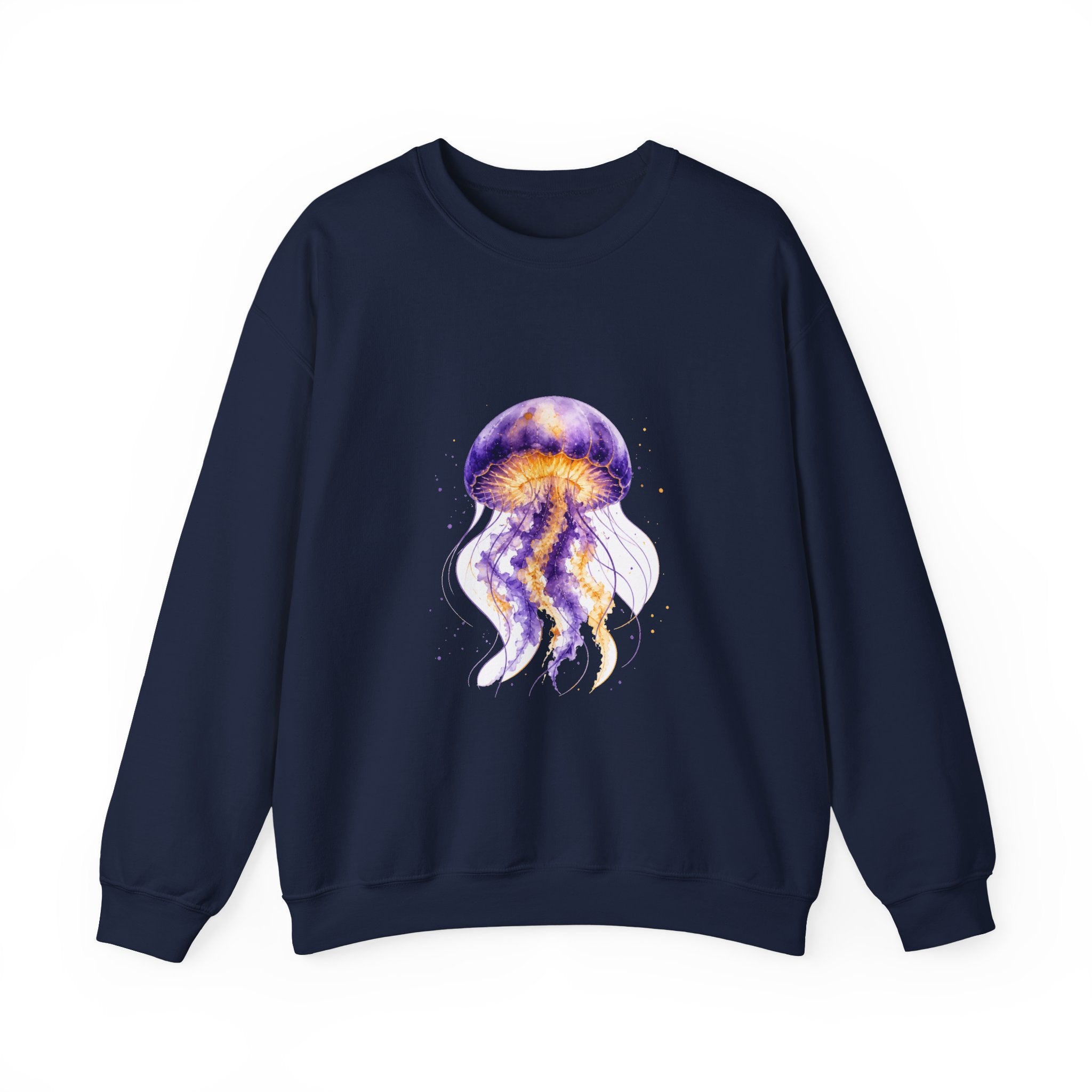Matching Couple Sweatshirt - Octopus & Jellyfish Matching Couple Comfort Colors Crew Watercolor Art His Hers Birthday Gift - Design B