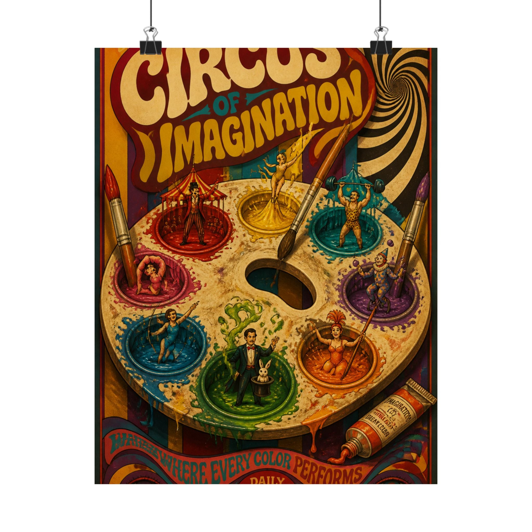 Paint Palette Stage Wall Art Poster 24×36 Psychedelic Dining Room Decor Maximalist Print