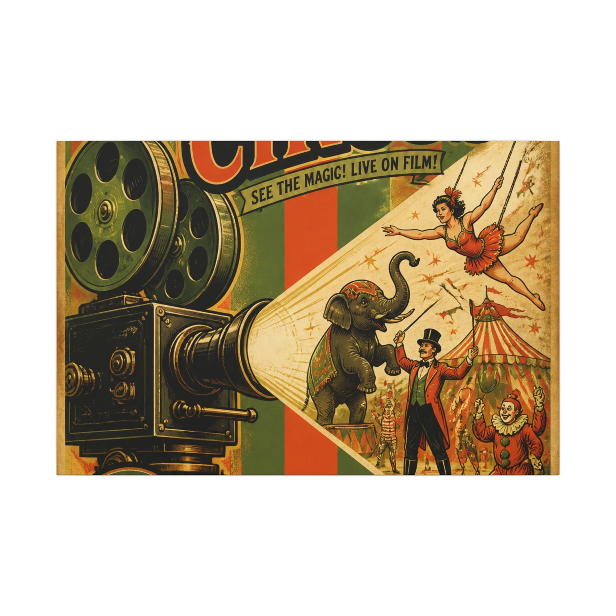 Film Camera Projector Show Wall Art Canvas 16×20 Vintage Circus Kitchen Decor Maximalist Print