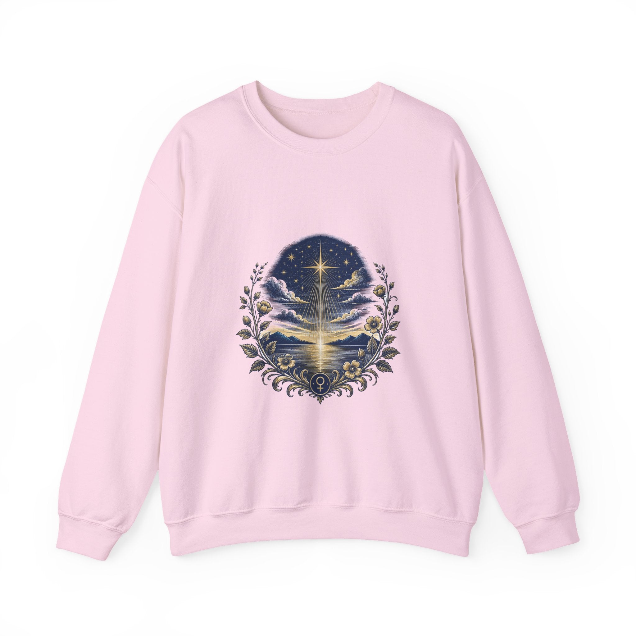 Matching Couple Sweatshirt - Evening & Morning Star Matching Couple Crewneck Sweatshirt Vintage Art His Hers Wedding Gift - Design A