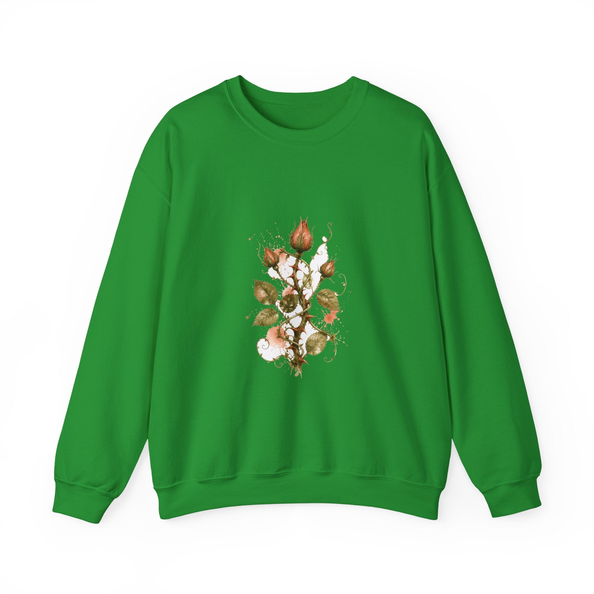 Matching Couple Sweatshirt - Rose & Thorn Matching Couple Premium Fleece Sweatshirt Watercolor Art His Hers Birthday Gift - Design B