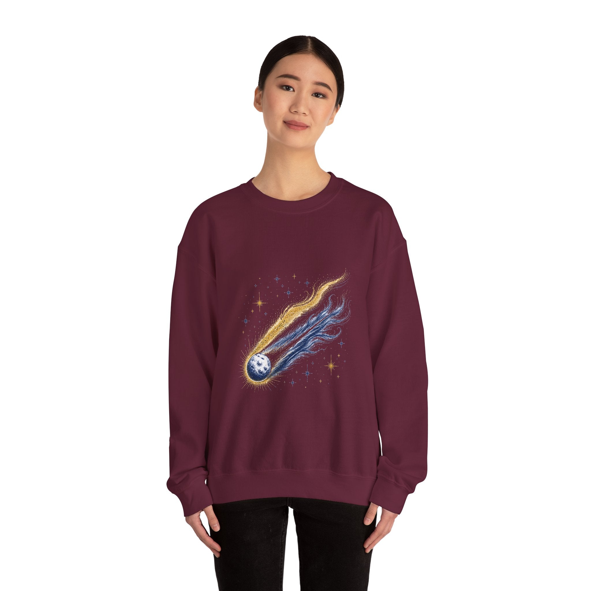 Matching Couple Sweatshirt - Comet & Asteroid Matching Couple Comfort Colors Crew Hand-Drawn Art His Hers Anniversary Gift - Design A
