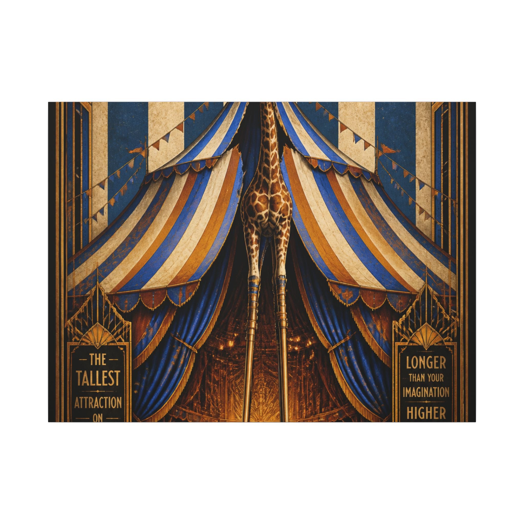 Giraffe on Stilts Wall Art Canvas 16×20 Art Deco Entryway Decor Maximalist Print