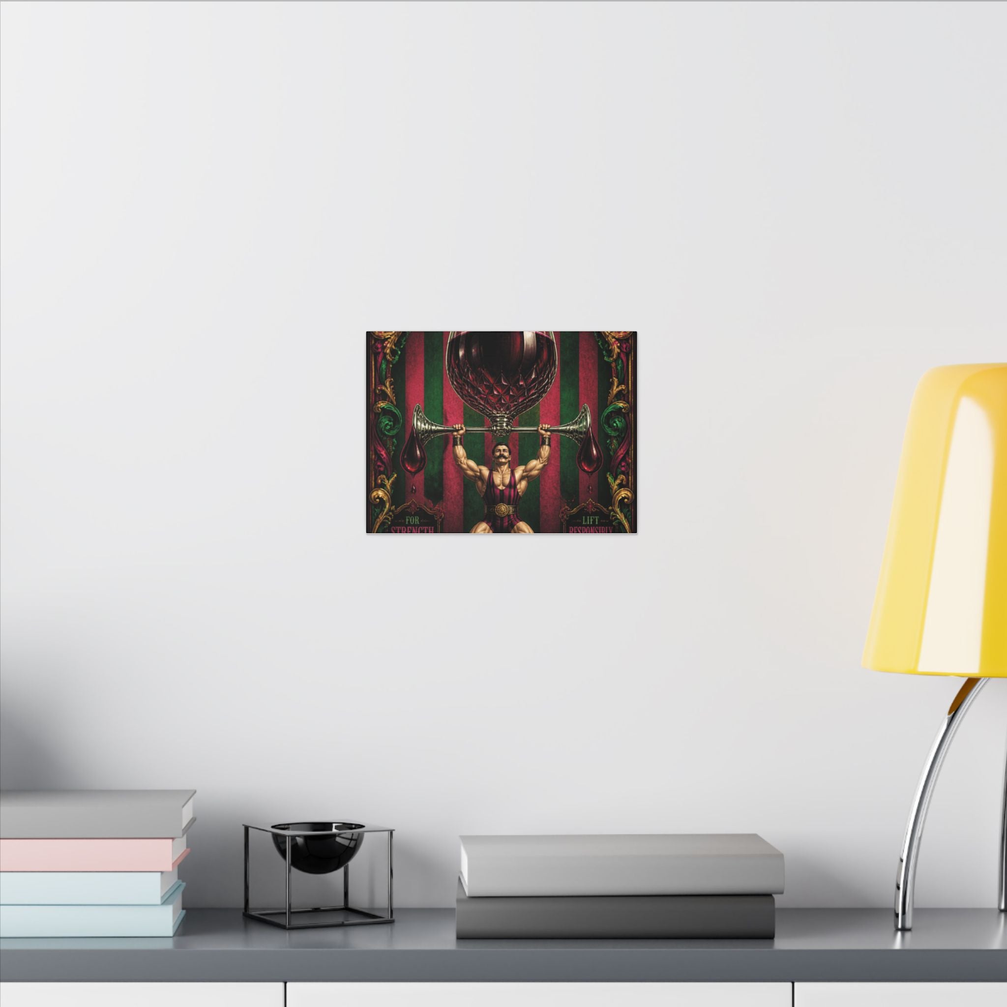 Wine Glass Strongman Wall Art Canvas 16×20 Baroque Home Office Decor Maximalist Print