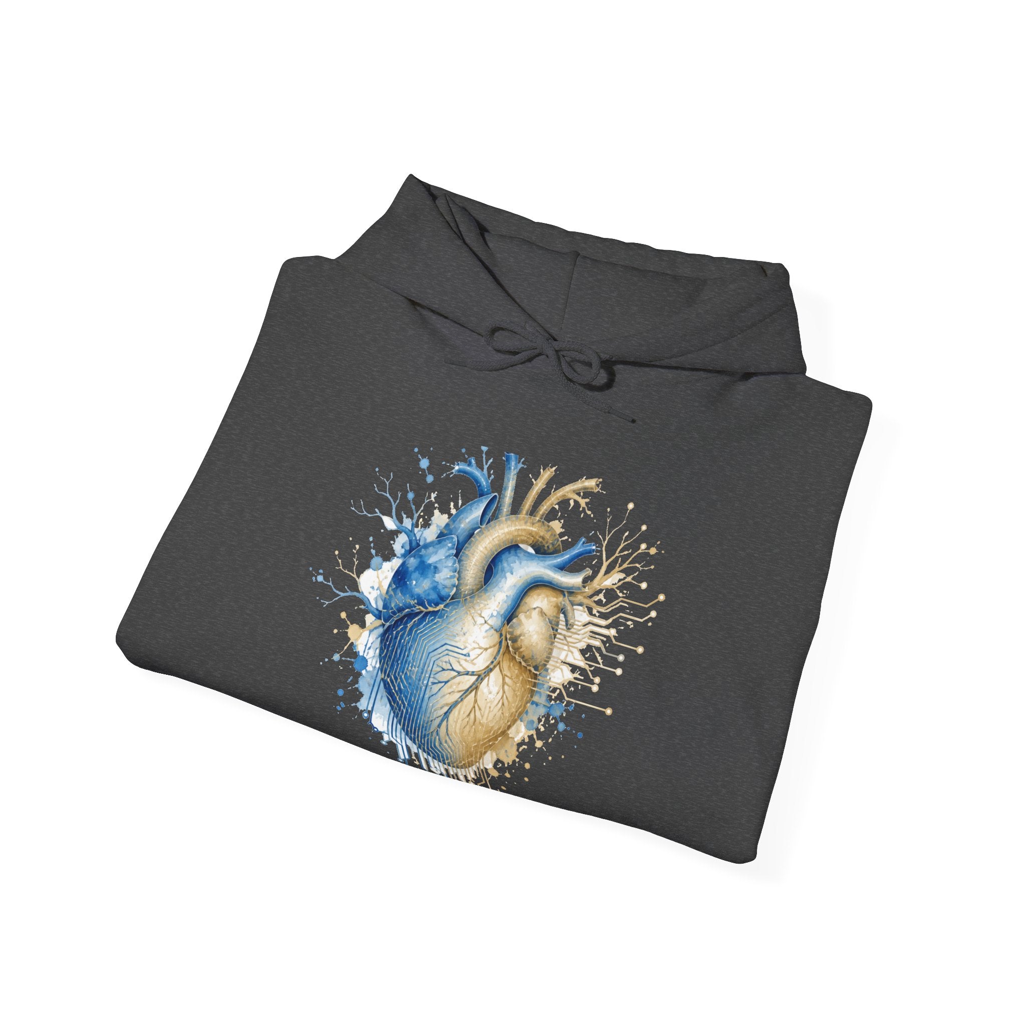Matching Couple Sweatshirt - Robot & Heart Matching Couple Hooded Sweatshirt Watercolor Art His Hers Engagement Gift - Design B