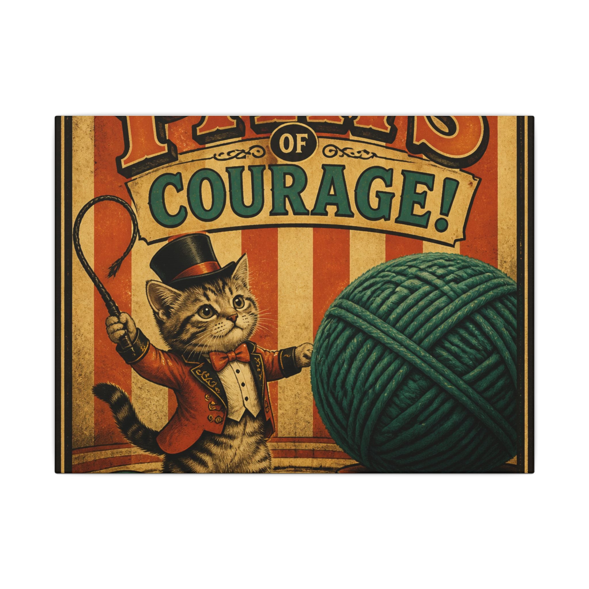 Cat Lion Tamer Wall Art Canvas 16×20 Vintage Circus Kitchen Decor Maximalist Print