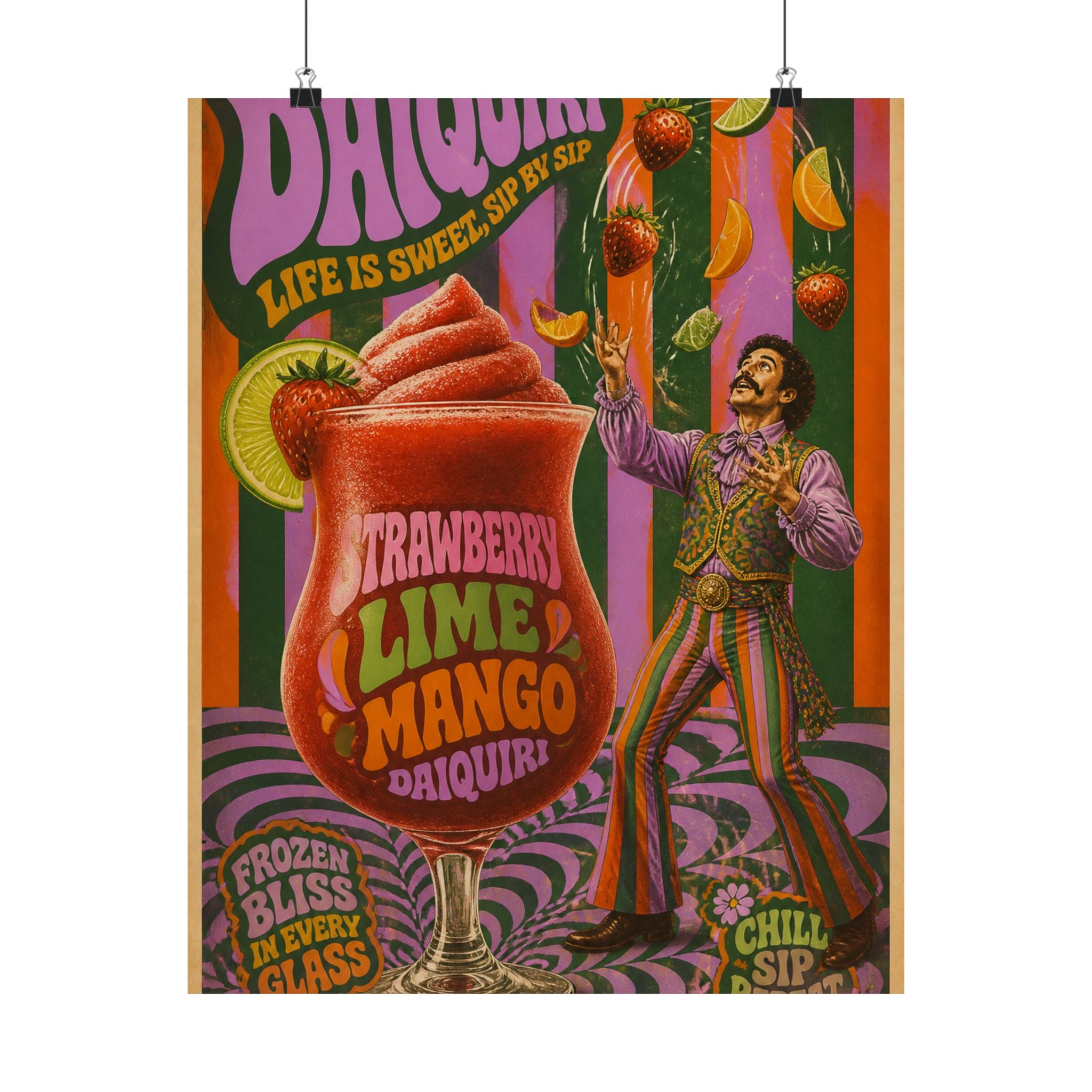 Daiquiri Fruit Juggler Wall Art Poster 18×24 Psychedelic Cafe Decor Maximalist Print
