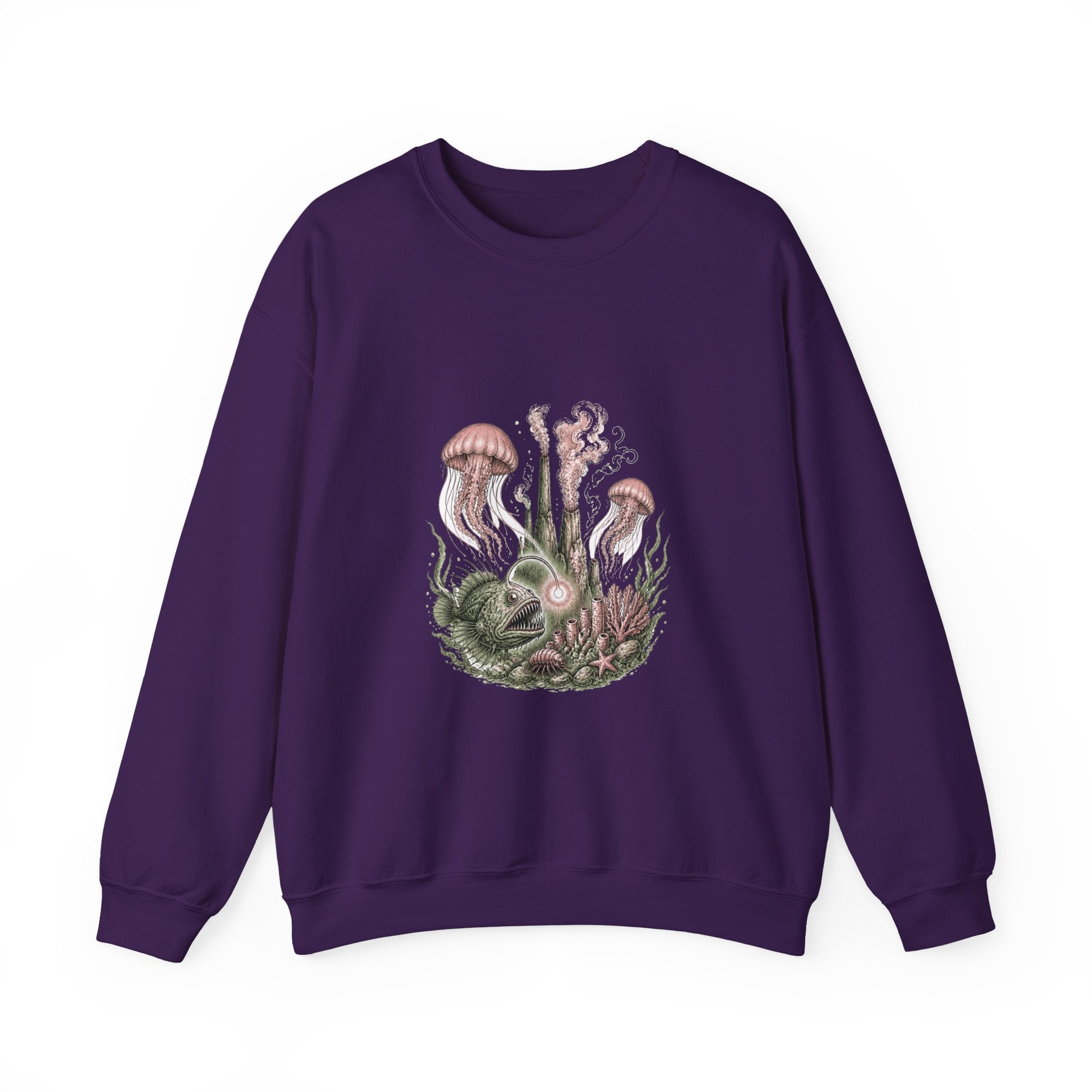 Matching Couple Sweatshirt - Coral Reef & Deep Sea Matching Couple Crewneck Sweatshirt Hand-Drawn Art His Hers Best Friend Gift - Design B