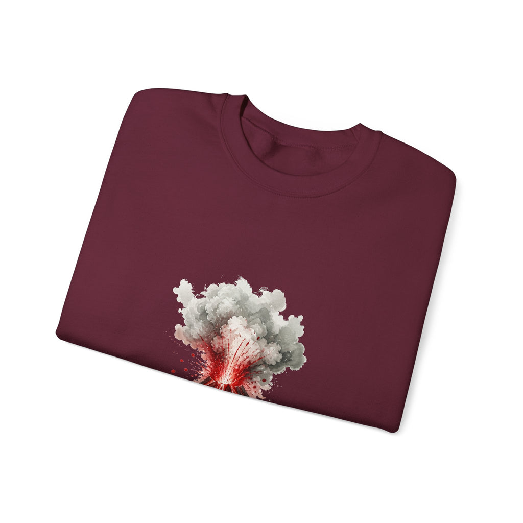 Matching Couple Sweatshirt - Volcano & Glacier Matching Couple Premium Fleece Sweatshirt Watercolor Art His Hers Birthday Gift - Design A