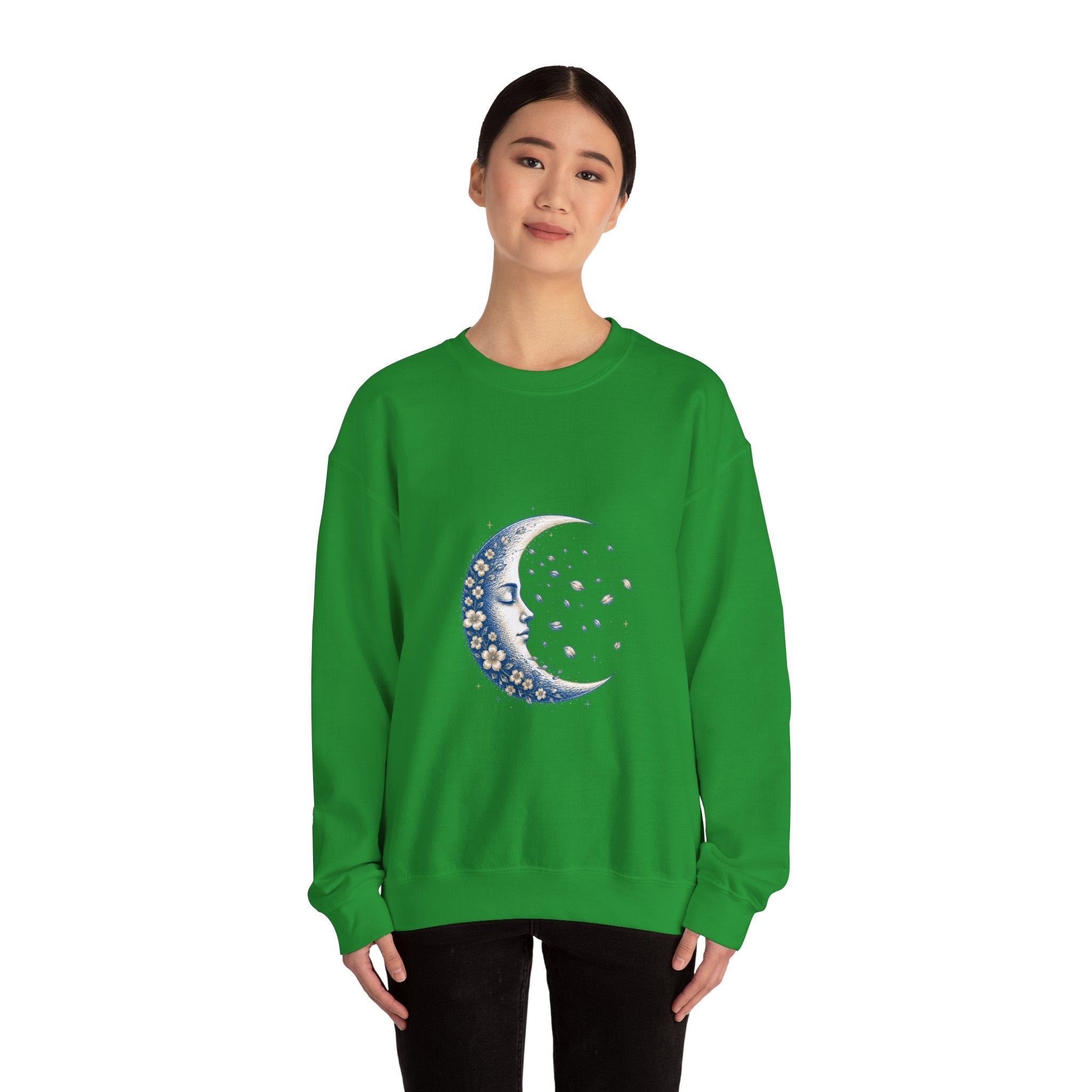 Matching Couple Sweatshirt - Waxing & Waning Moon Matching Couple Crewneck Sweatshirt Hand-Drawn Art His Hers Best Friend Gift - Design B