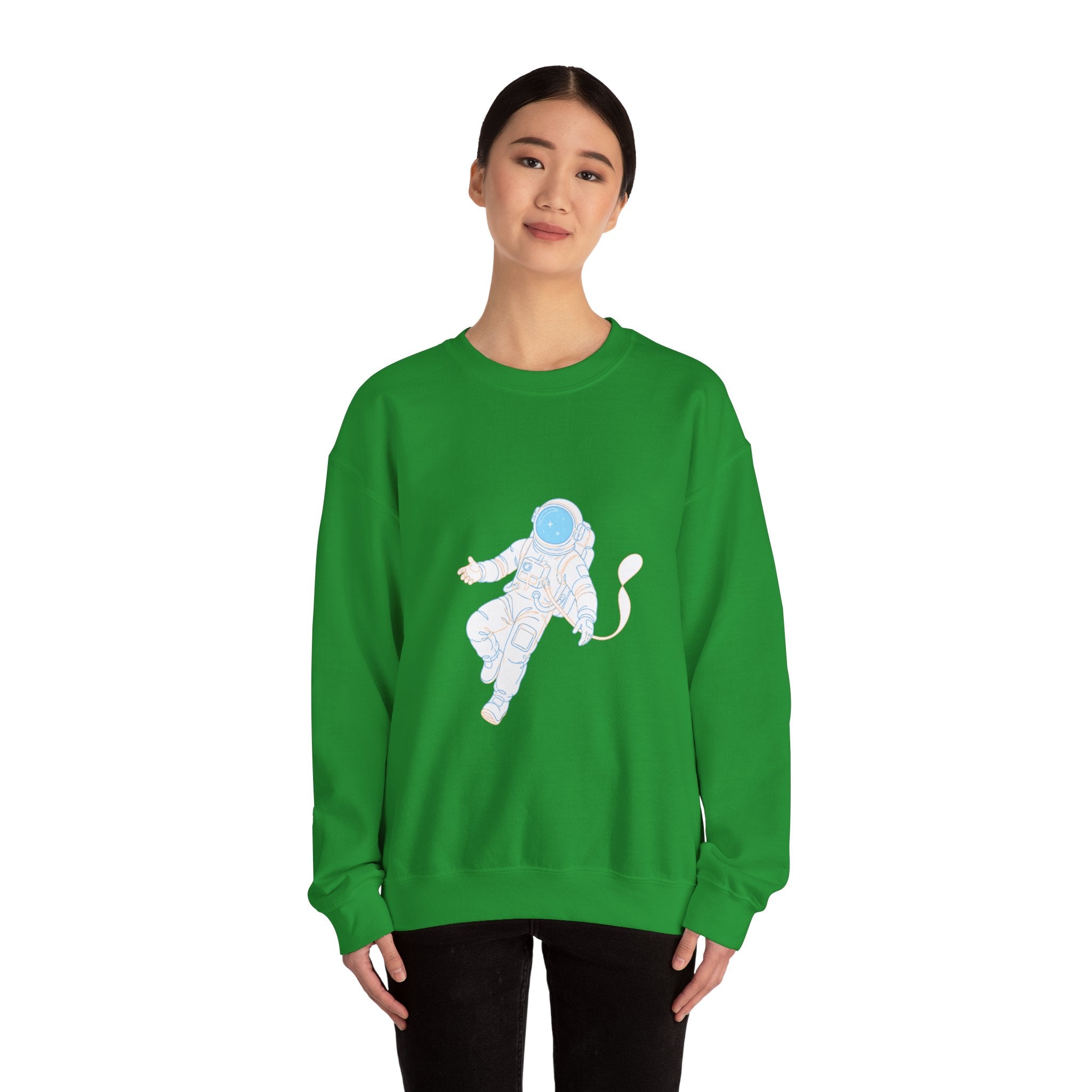 Matching Couple Sweatshirt - Astronaut & Planet Matching Couple Premium Fleece Sweatshirt Minimalist Art His Hers Christmas Gift - Design A
