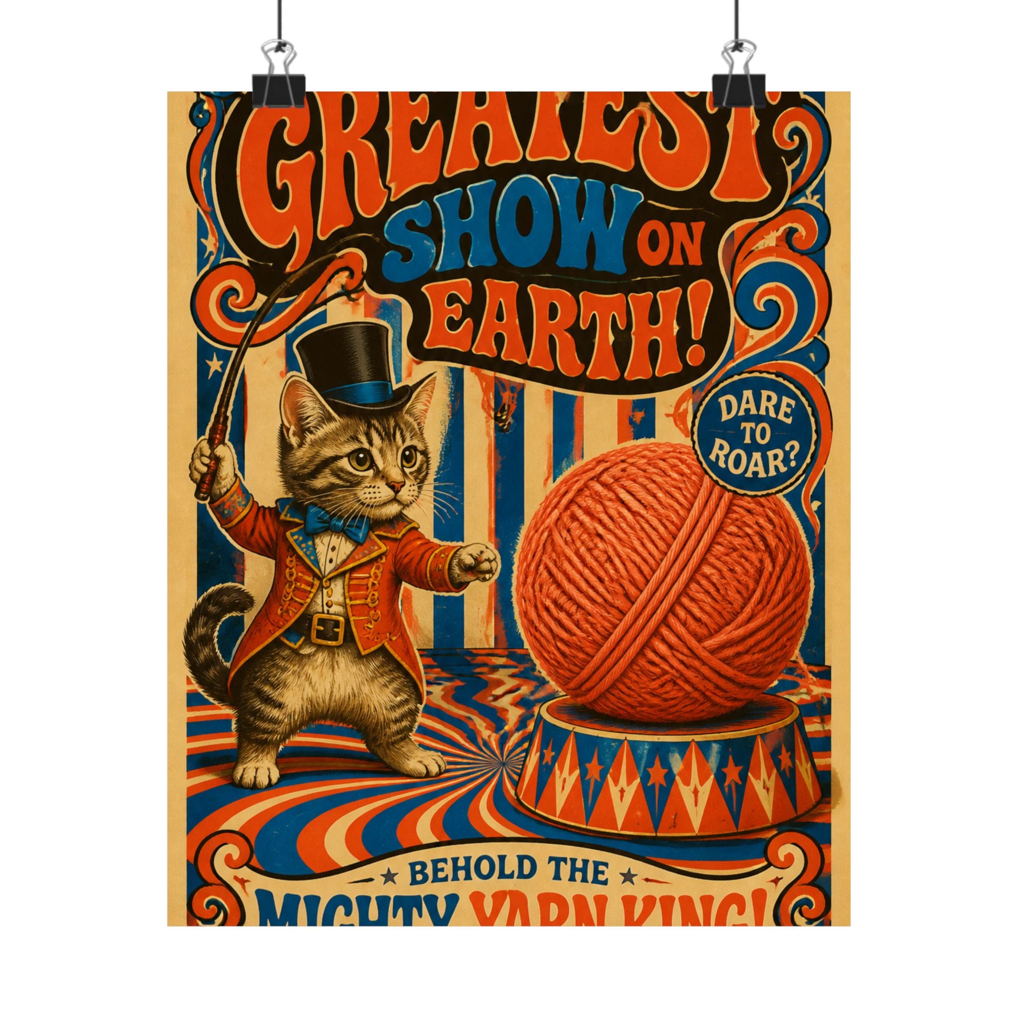 Cat Lion Tamer Wall Art Poster 18×24 Psychedelic Cafe Decor Maximalist Print