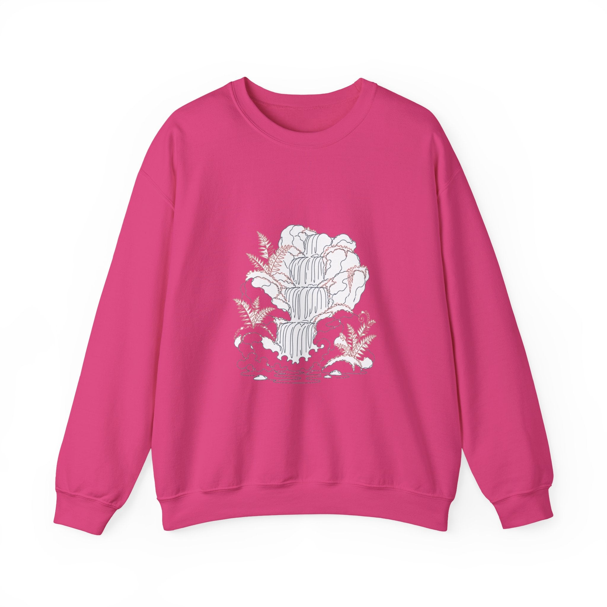 Matching Couple Sweatshirt - Wildfire & Waterfall Matching Couple Crewneck Sweatshirt Minimalist Art His Hers Valentine Gift - Design B