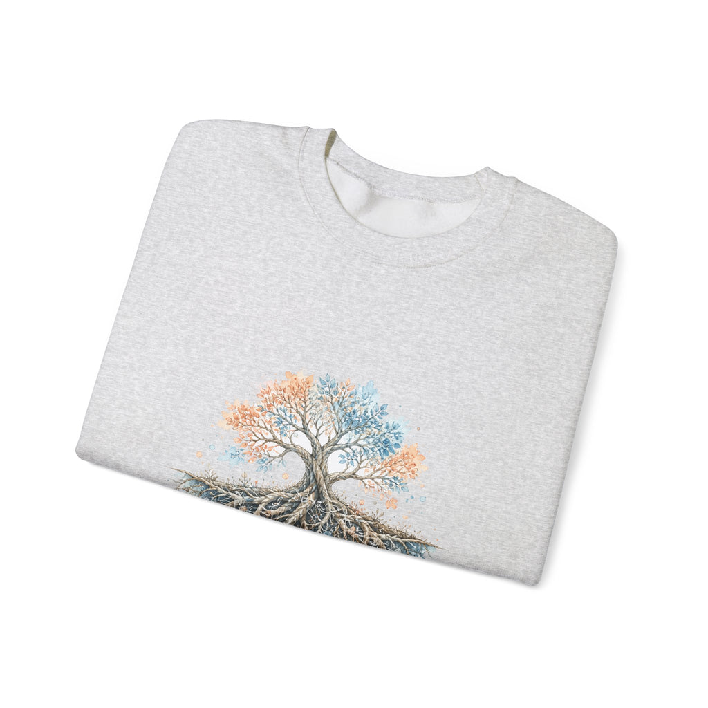 Matching Couple Sweatshirt - Ancient Oak & Deep Roots Matching Couple Crewneck Sweatshirt Watercolor Art His Hers Engagement Gift - Design B