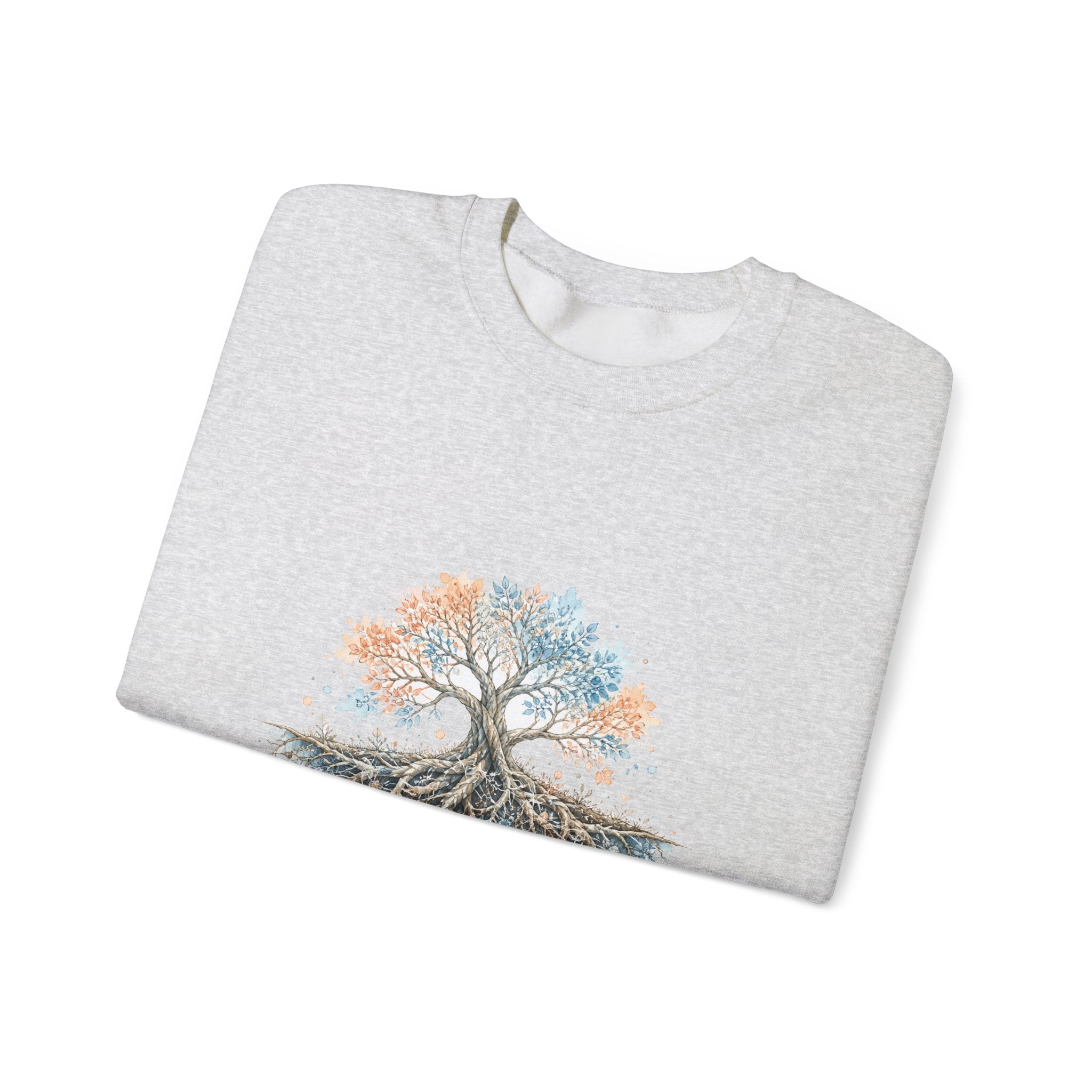 Matching Couple Sweatshirt - Ancient Oak & Deep Roots Matching Couple Crewneck Sweatshirt Watercolor Art His Hers Engagement Gift - Design B