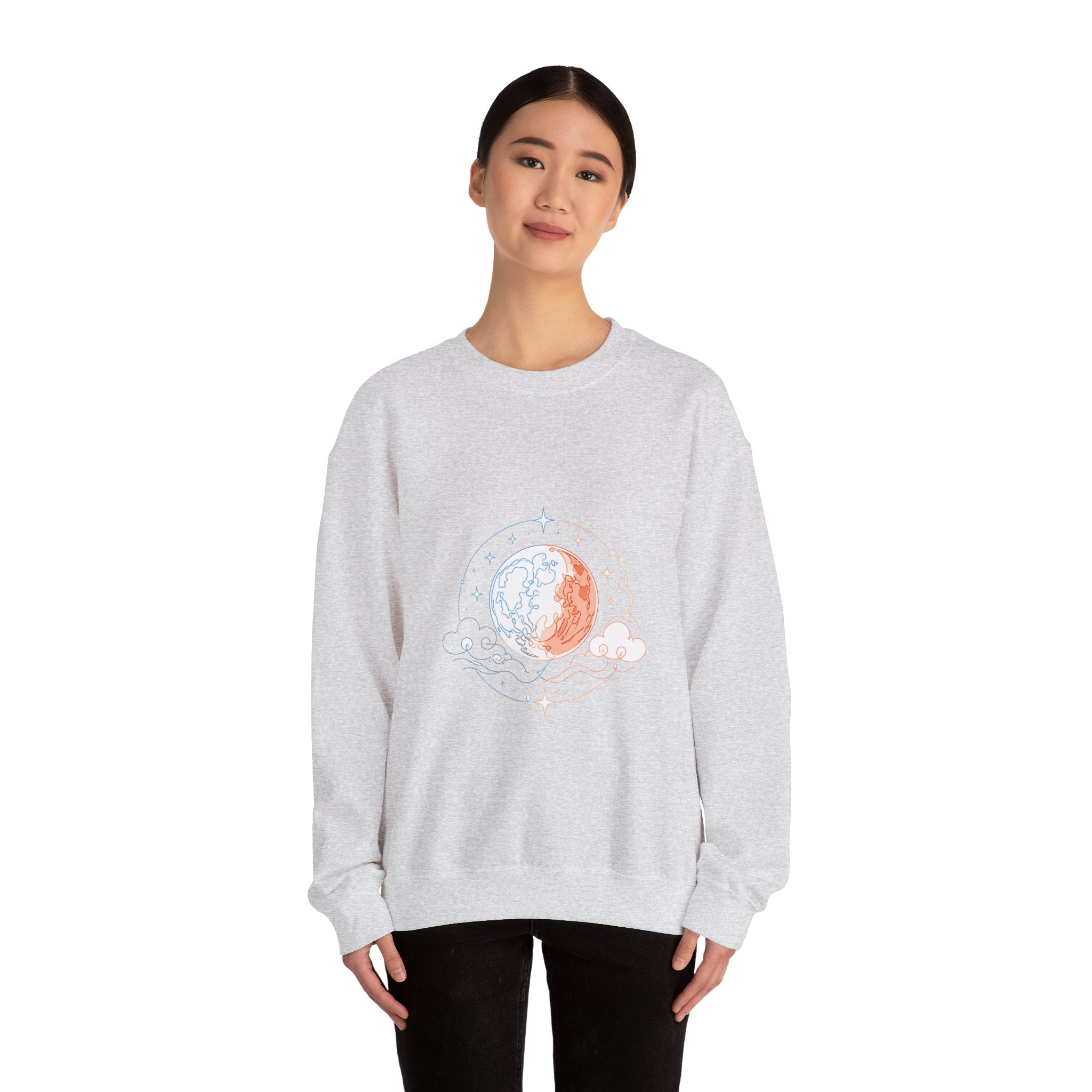 Matching Couple Sweatshirt - Solar & Lunar Eclipse Matching Couple Crewneck Sweatshirt Minimalist Art His Hers Valentine Gift - Design B