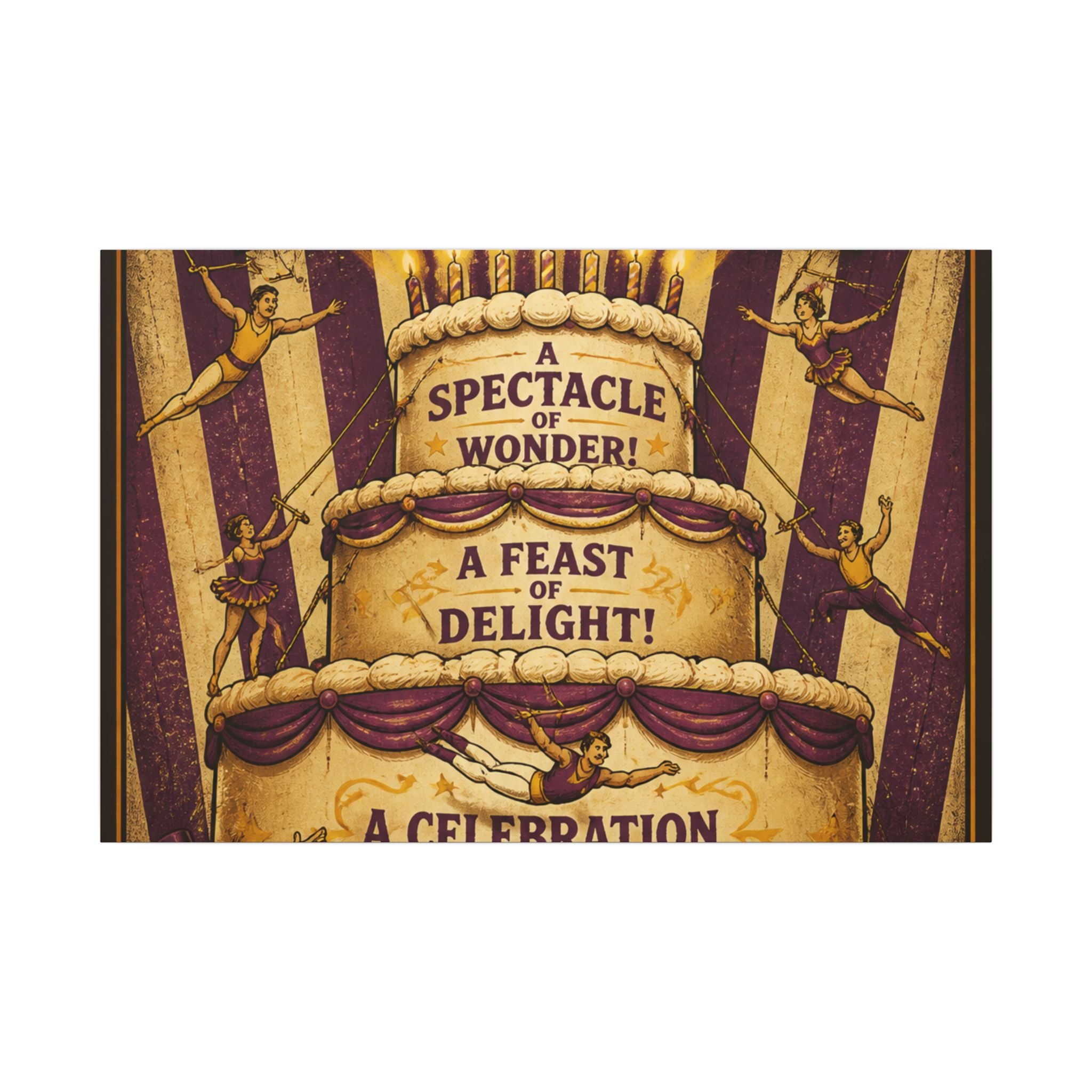 Birthday Cake Trapeze Wall Art Canvas 16×20 Vintage Circus Kitchen Decor Maximalist Print