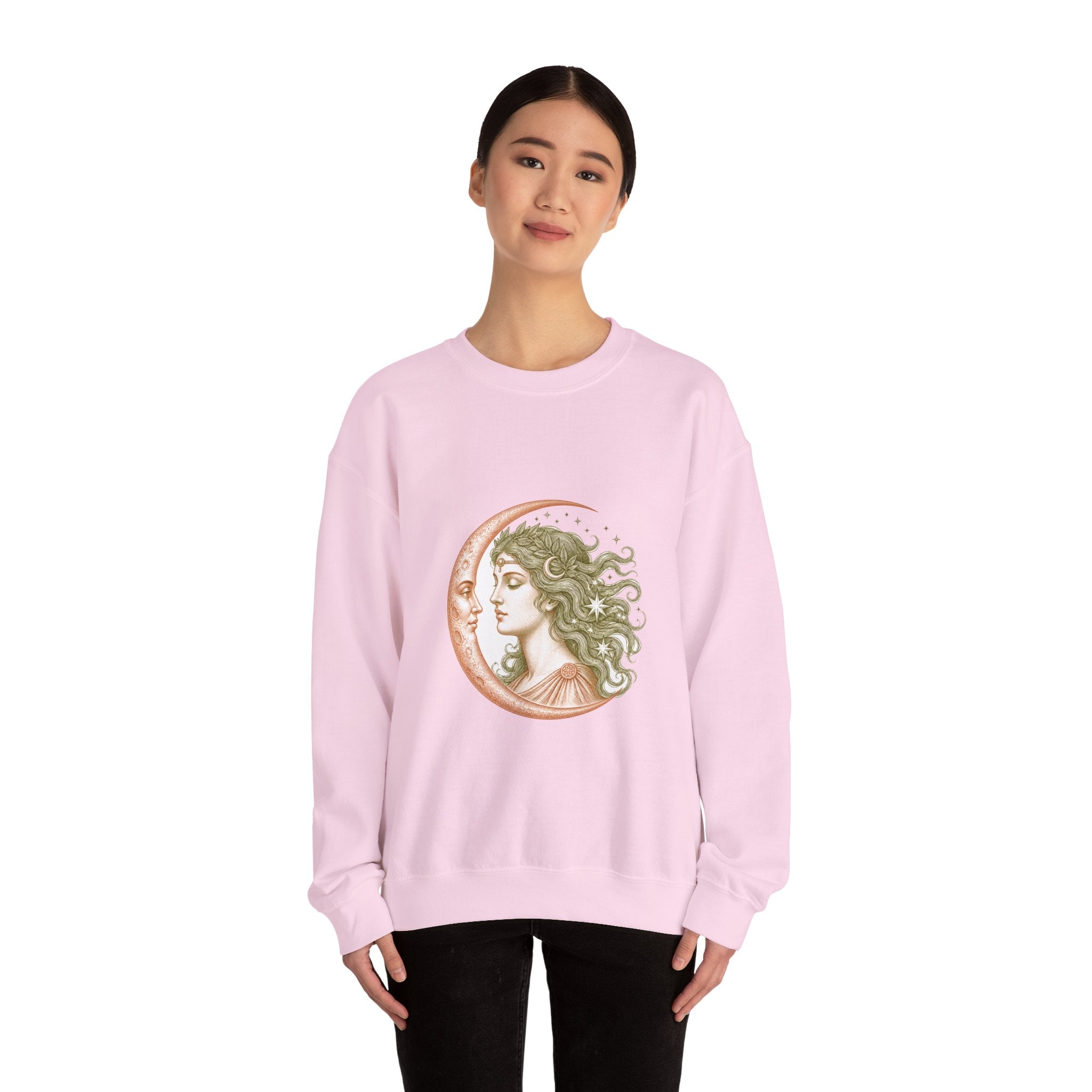 Matching Couple Sweatshirt - Helios & Selene Matching Couple Crewneck Sweatshirt Vintage Art His Hers Wedding Gift - Design B