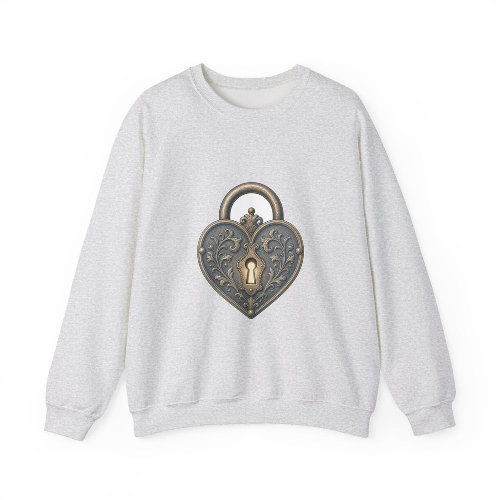 Matching Couple Sweatshirt - Key & Lock Matching Couple Premium Fleece Sweatshirt Vintage Art His Hers Honeymoon Gift - Design B
