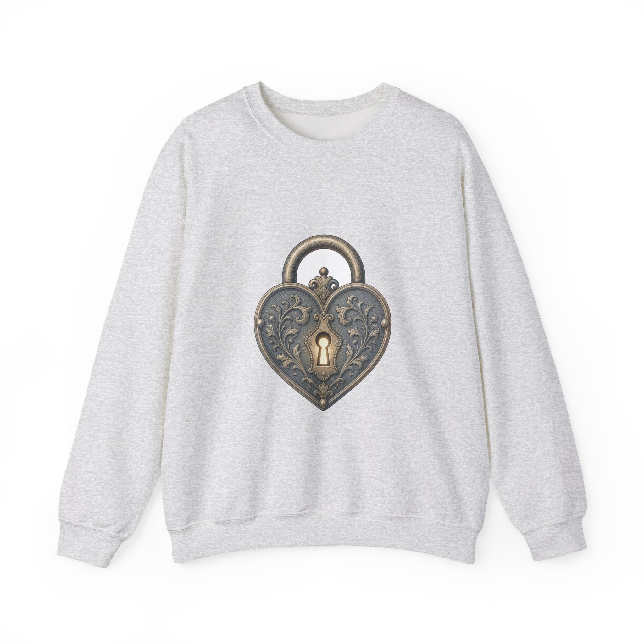 Matching Couple Sweatshirt - Key & Lock Matching Couple Premium Fleece Sweatshirt Vintage Art His Hers Honeymoon Gift - Design B