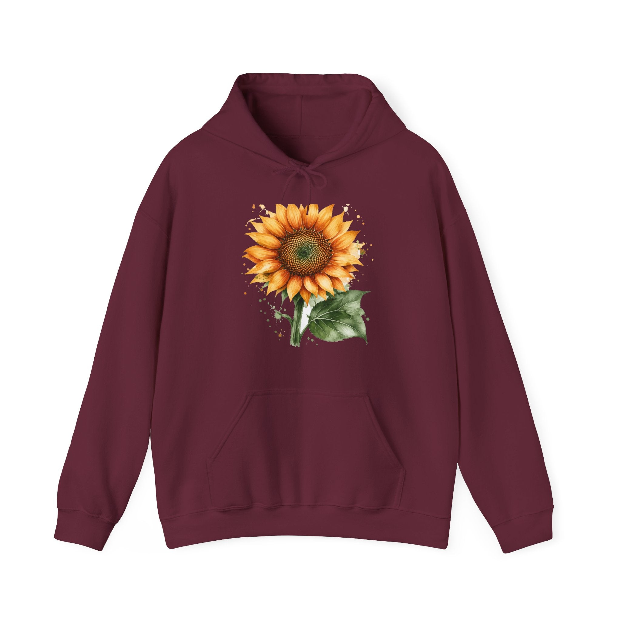 Matching Couple Sweatshirt - Sunflower & Moonflower Matching Couple Hooded Sweatshirt Watercolor Art His Hers Engagement Gift - Design A