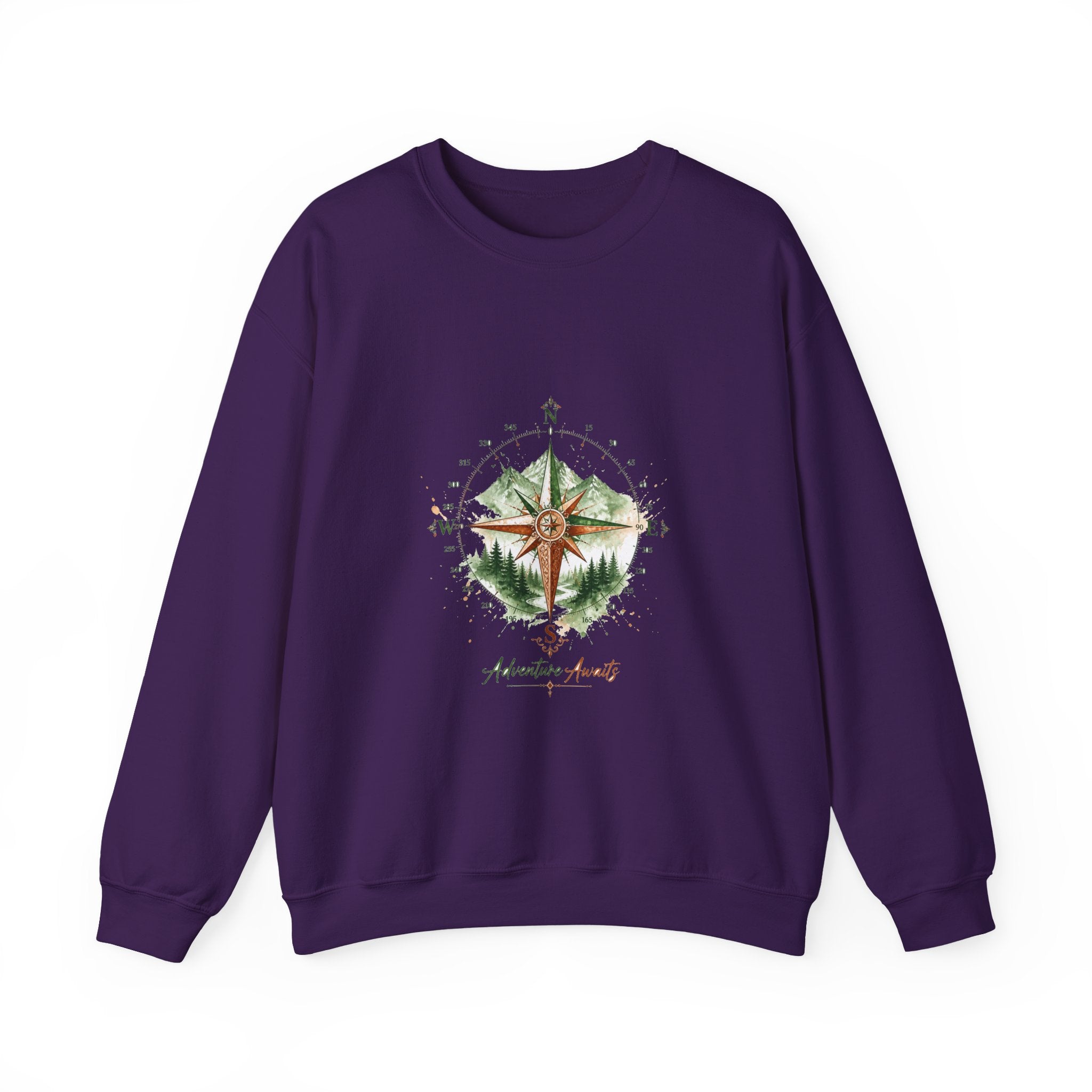 Matching Couple Sweatshirt - Compass North & South Matching Couple Comfort Colors Crew Watercolor Art His Hers Birthday Gift - Design B
