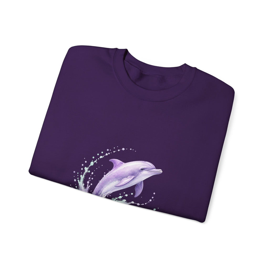 Matching Couple Sweatshirt - Shark & Dolphin Matching Couple Premium Fleece Sweatshirt Watercolor Art His Hers Birthday Gift - Design B
