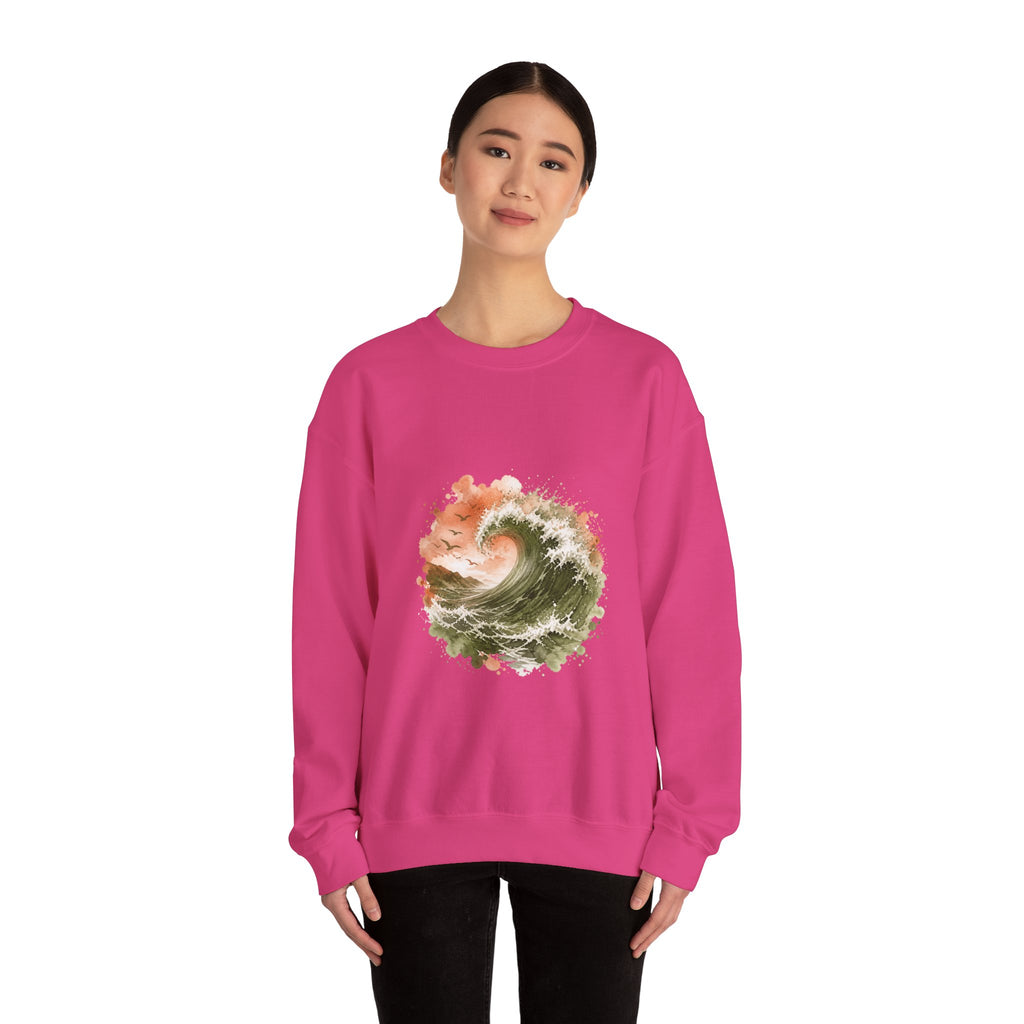 Matching Couple Sweatshirt - Mountain & Ocean Matching Couple Premium Fleece Sweatshirt Watercolor Art His Hers Birthday Gift - Design B
