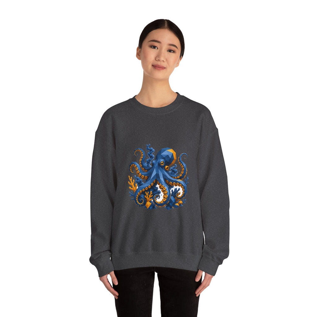 Matching Couple Sweatshirt - Octopus & Jellyfish Matching Couple Comfort Colors Crew Geometric Art His Hers Love Gift - Design A