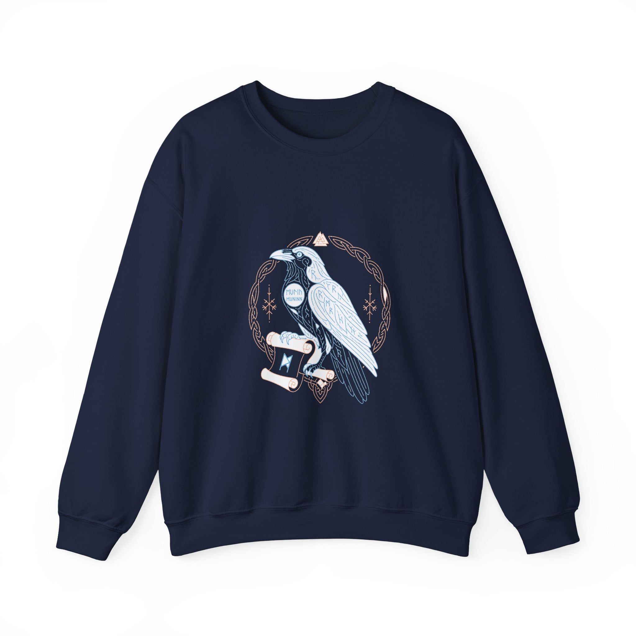 Matching Couple Sweatshirt - Huginn & Muninn Matching Couple Crewneck Sweatshirt Minimalist Art His Hers Valentine Gift - Design B