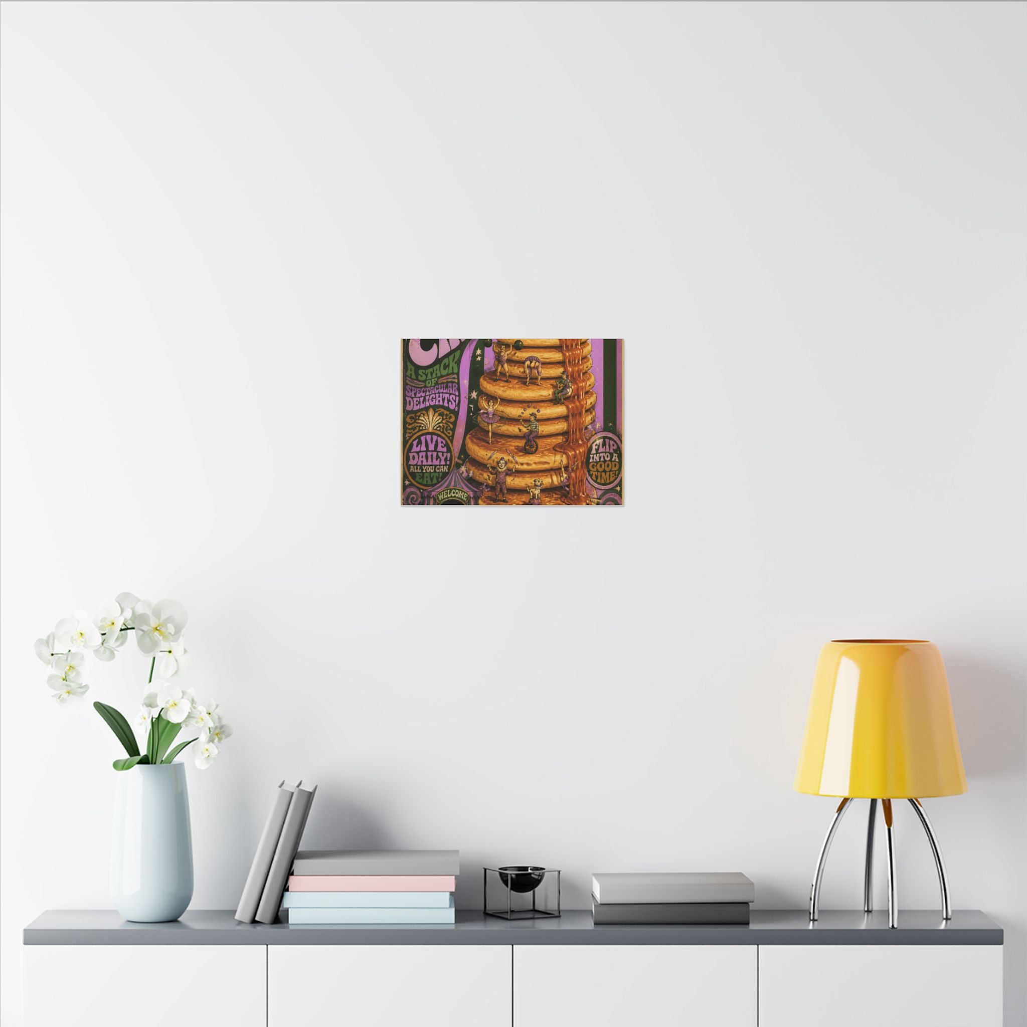Pancake Stack Platform Wall Art Canvas 16×20 Psychedelic Cafe Decor Maximalist Print