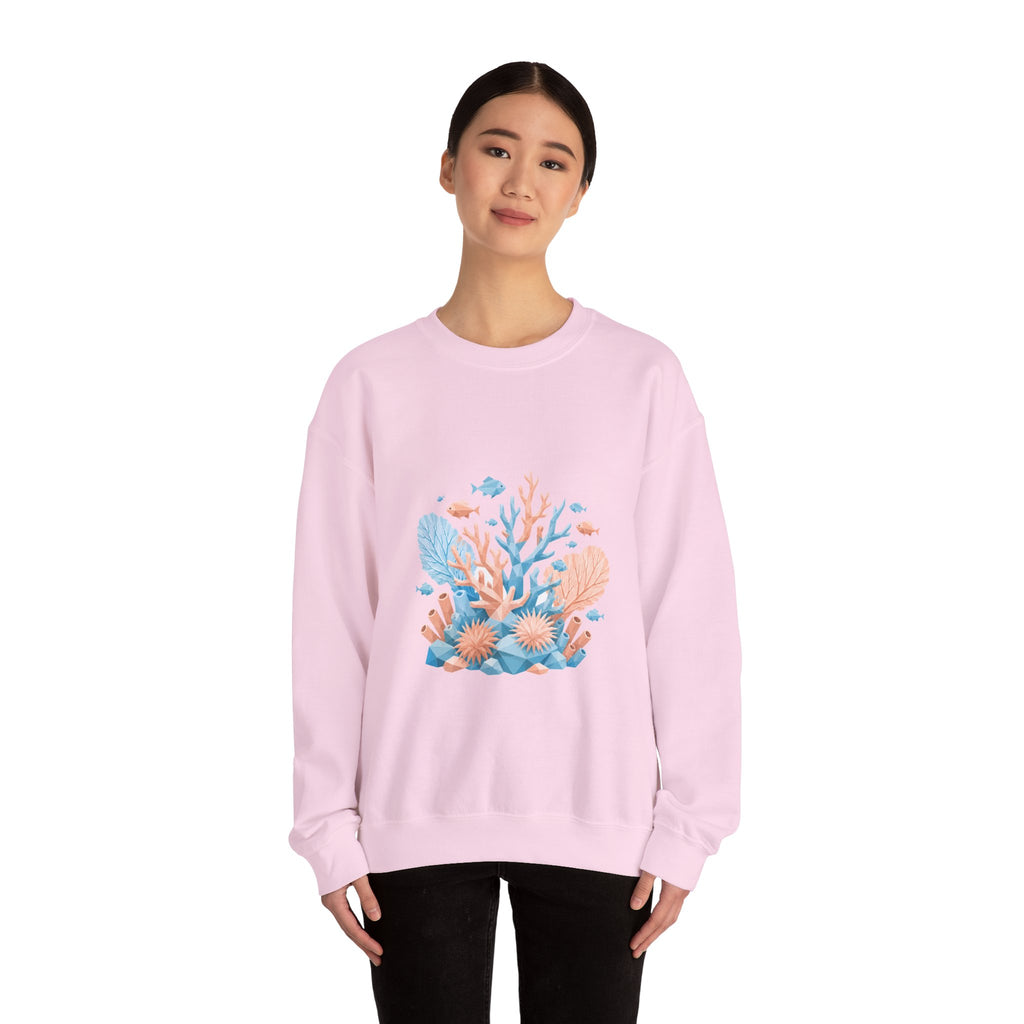 Matching Couple Sweatshirt - Coral Reef & Deep Sea Matching Couple Crewneck Sweatshirt Geometric Art His Hers Couple Gift - Design A
