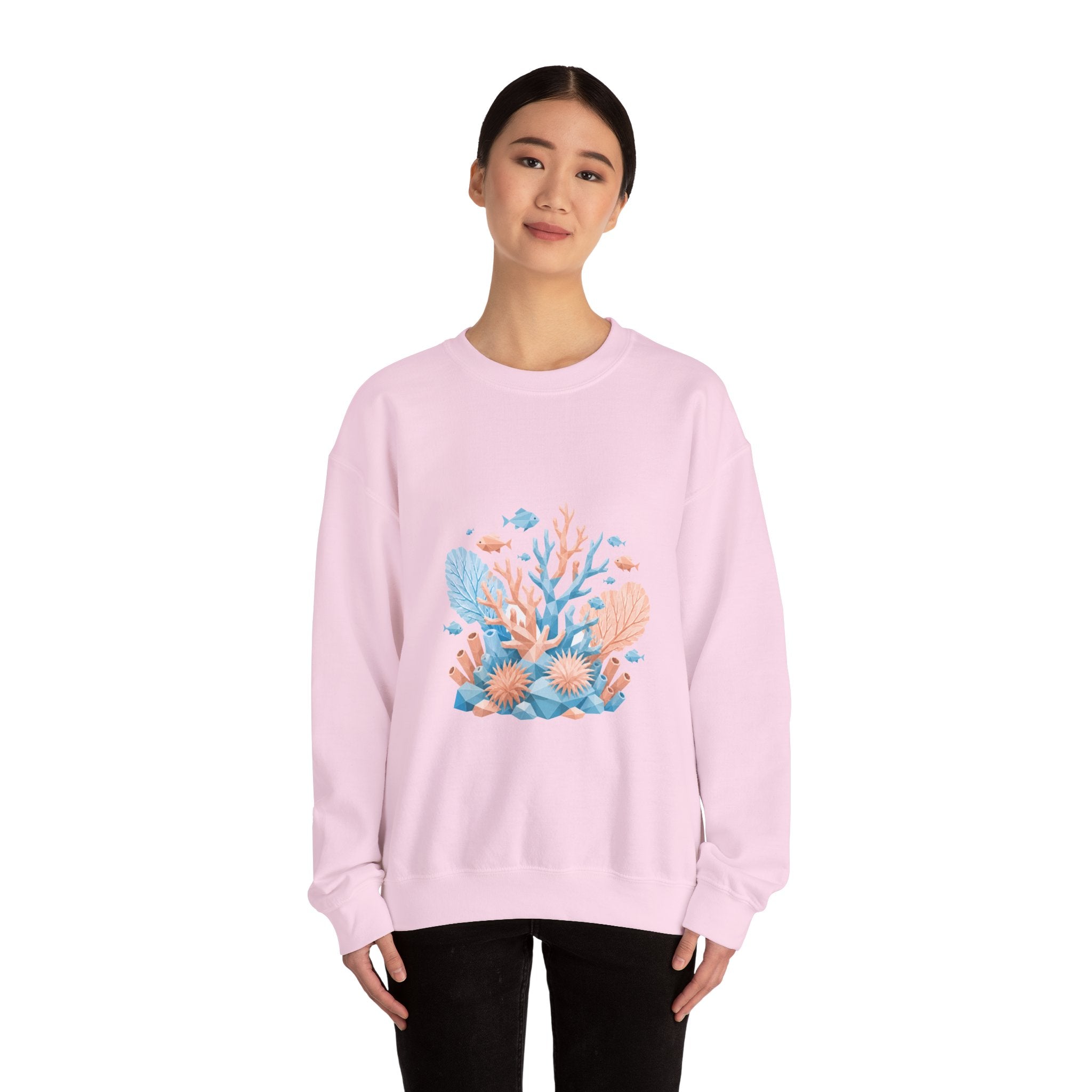 Matching Couple Sweatshirt - Coral Reef & Deep Sea Matching Couple Crewneck Sweatshirt Geometric Art His Hers Couple Gift - Design A