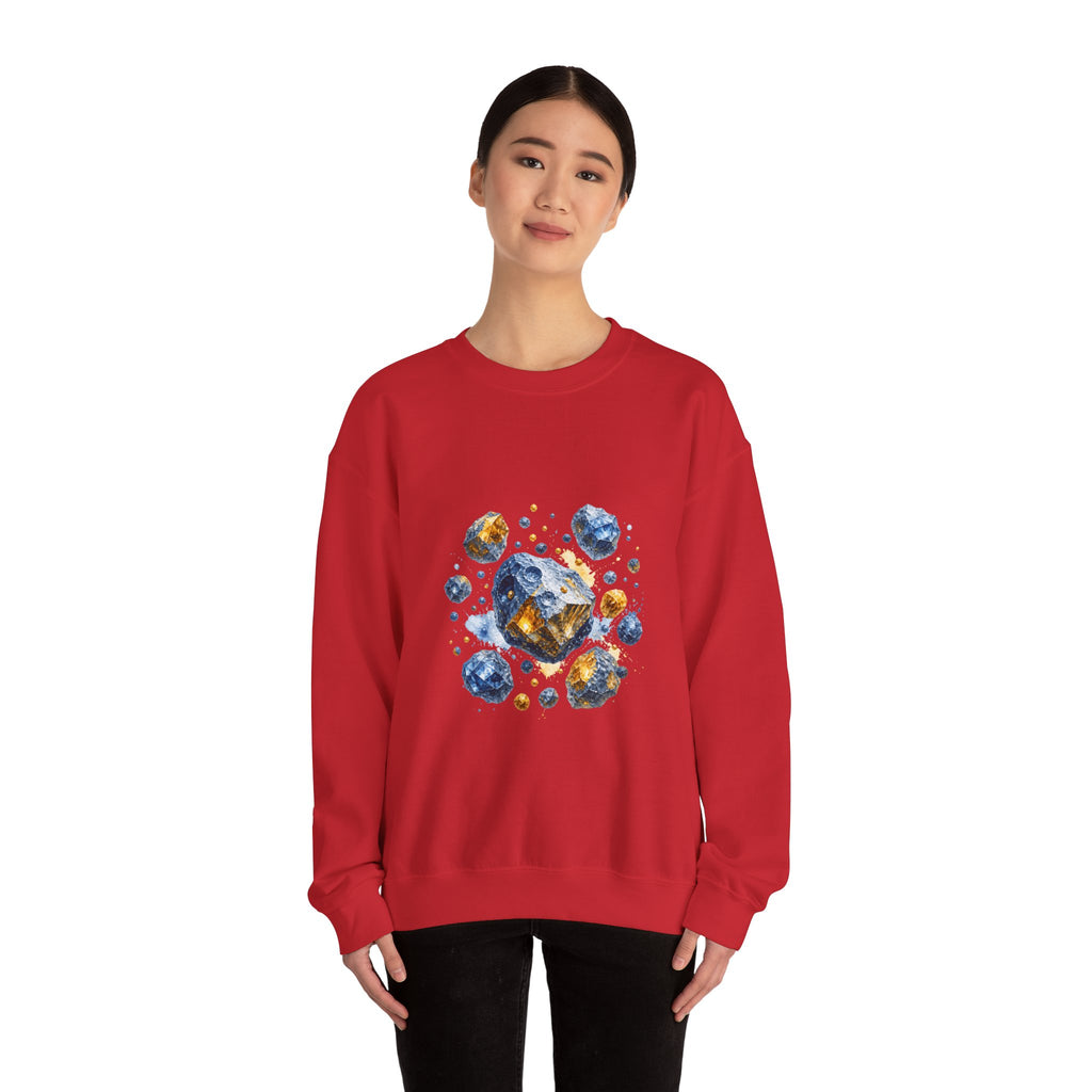 Matching Couple Sweatshirt - Comet & Asteroid Matching Couple Crewneck Sweatshirt Watercolor Art His Hers Engagement Gift - Design B