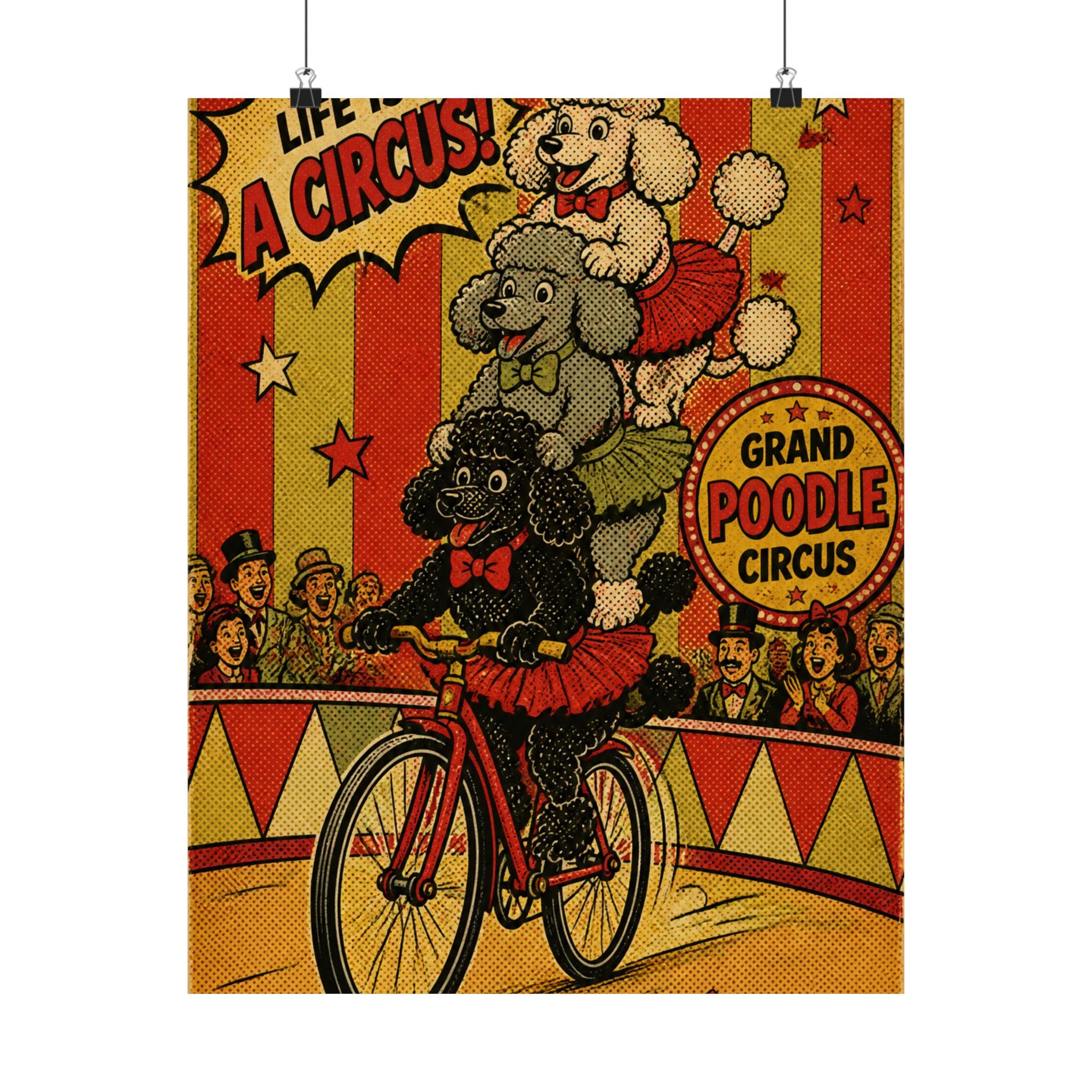 Poodle Stack Bicycle Wall Art Poster 24×36 Pop Art Restaurant Decor Maximalist Print