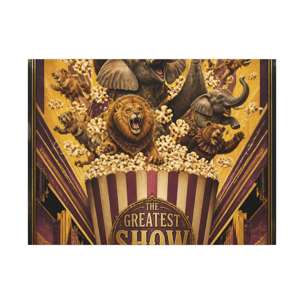Popcorn Box Animals Wall Art Canvas 24×36 Art Deco Bar Area Decor Maximalist Print