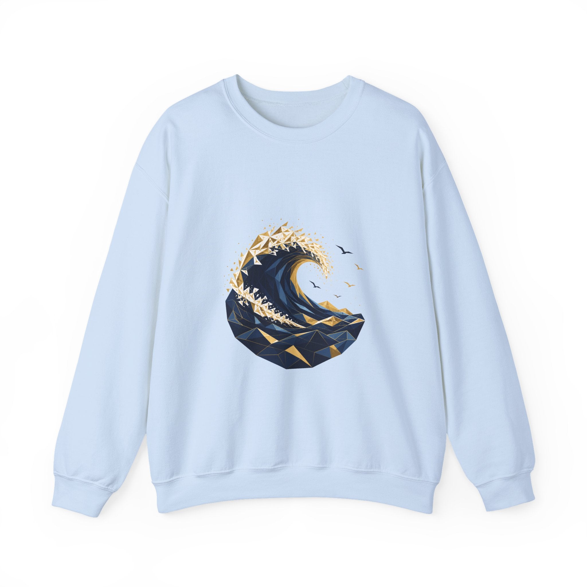 Matching Couple Sweatshirt - Mountain & Ocean Matching Couple Crewneck Sweatshirt Geometric Art His Hers Couple Gift - Design B