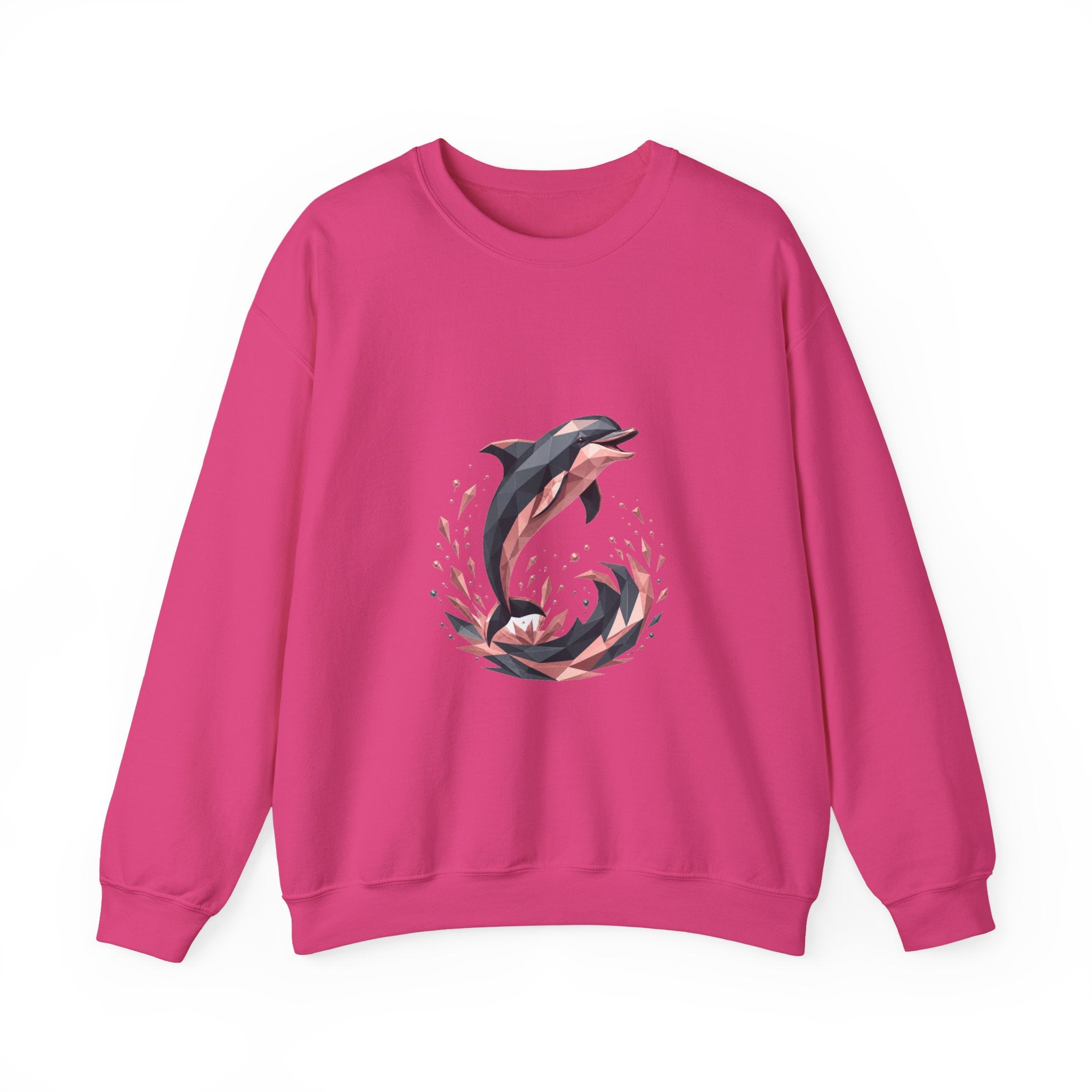 Matching Couple Sweatshirt - Shark & Dolphin Matching Couple Premium Fleece Sweatshirt Geometric Art His Hers Love Gift - Design B