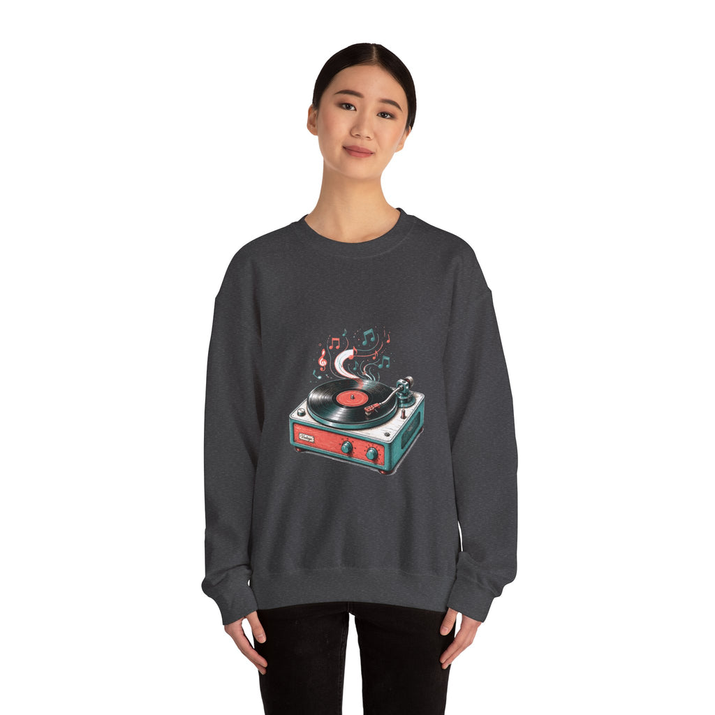 Matching Couple Sweatshirt - Vinyl & Cassette Matching Couple Comfort Colors Crew Hand-Drawn Art His Hers Anniversary Gift - Design A