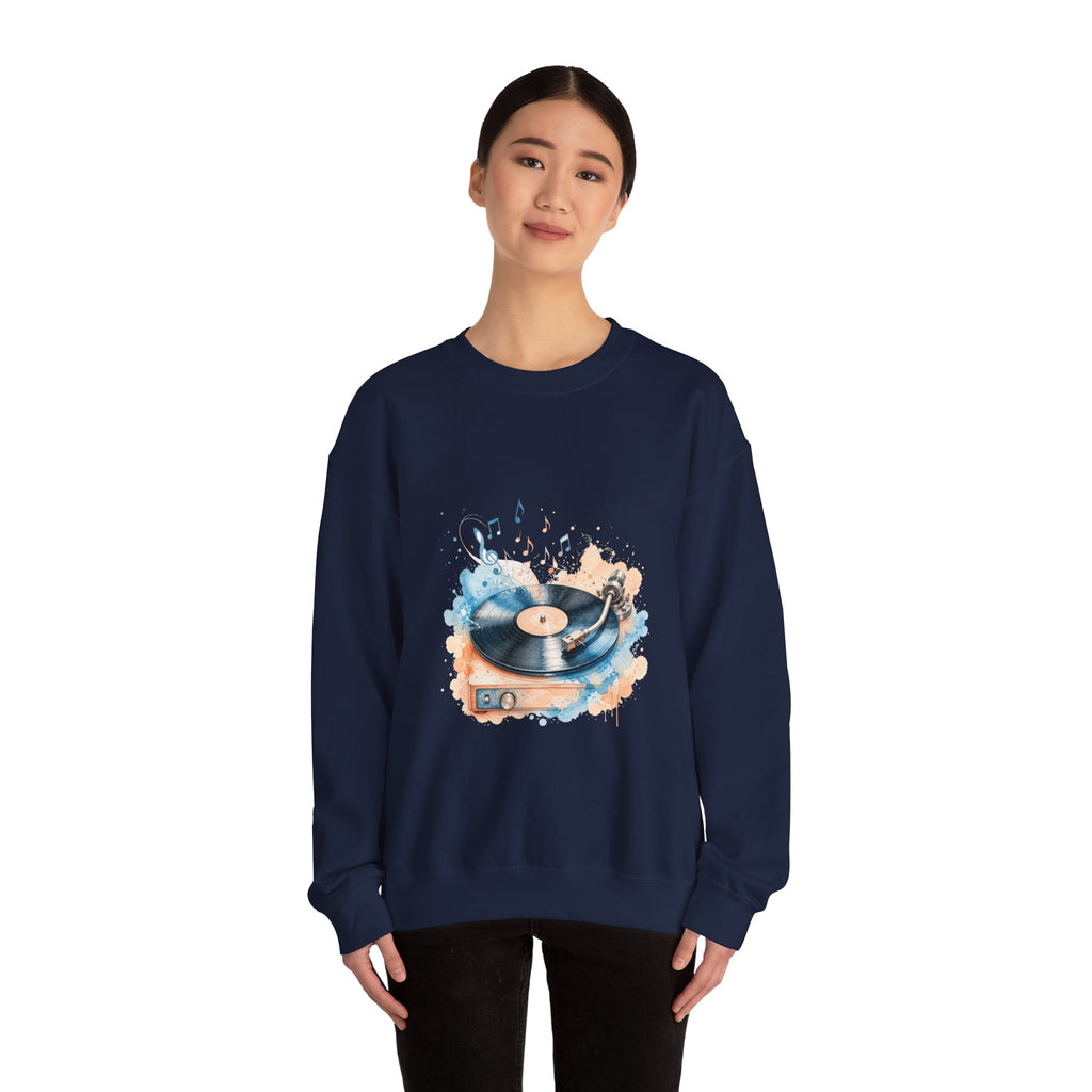 Matching Couple Sweatshirt - Vinyl & Cassette Matching Couple Comfort Colors Crew Watercolor Art His Hers Birthday Gift - Design A