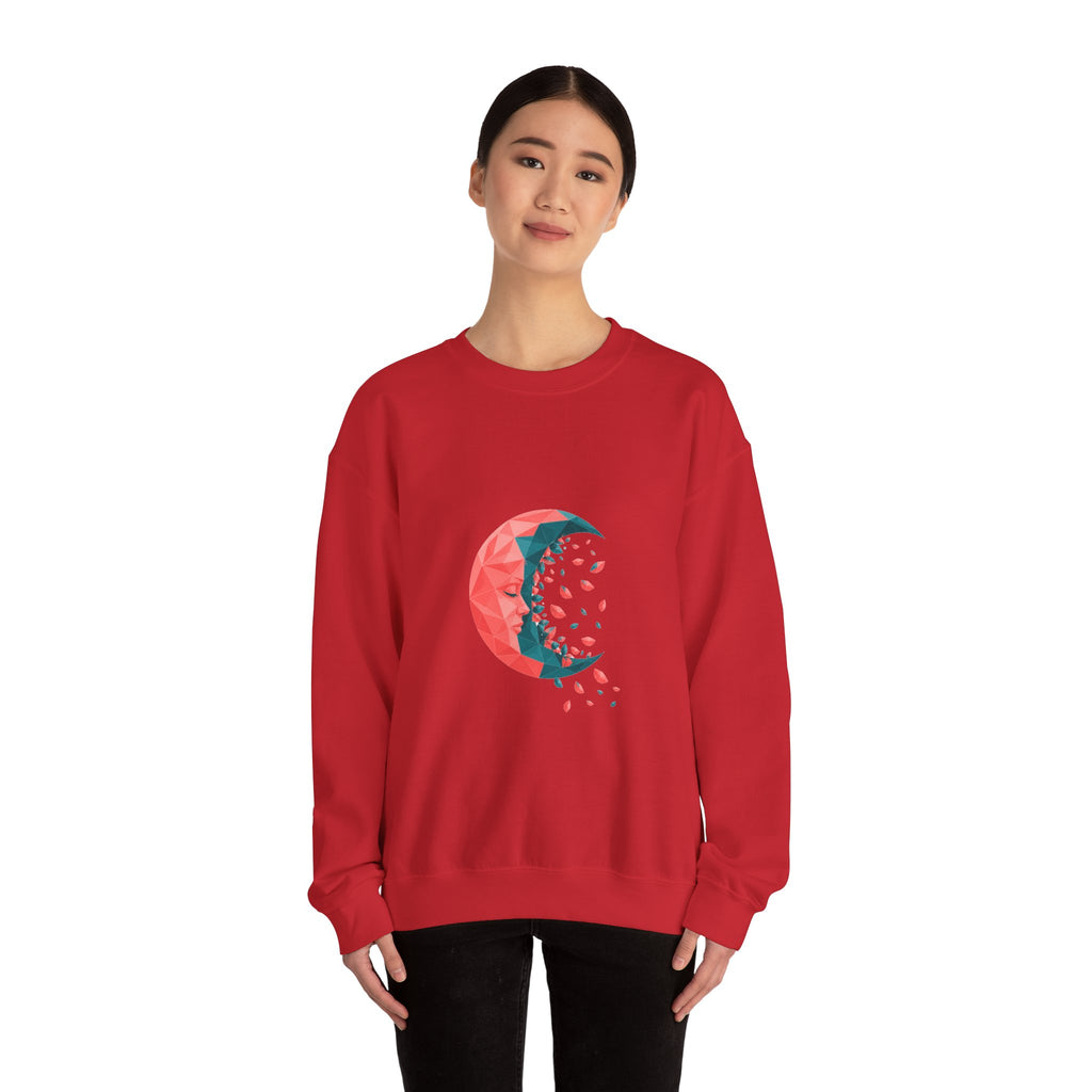 Matching Couple Sweatshirt - Waxing & Waning Moon Matching Couple Crewneck Sweatshirt Geometric Art His Hers Couple Gift - Design B