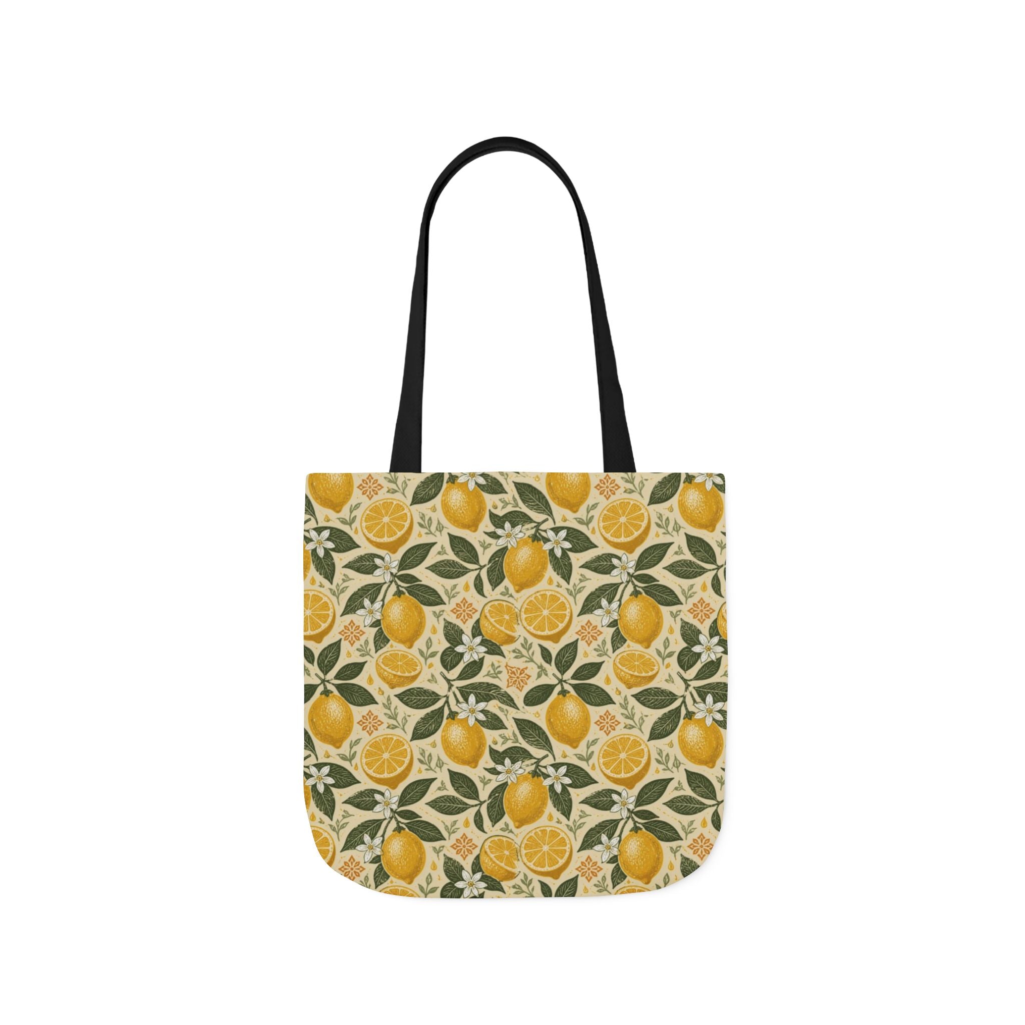 Meyer Lemons Canvas Tote Bag Mediterranean Kitchen Linocut Design Italian Cottagecore Gift