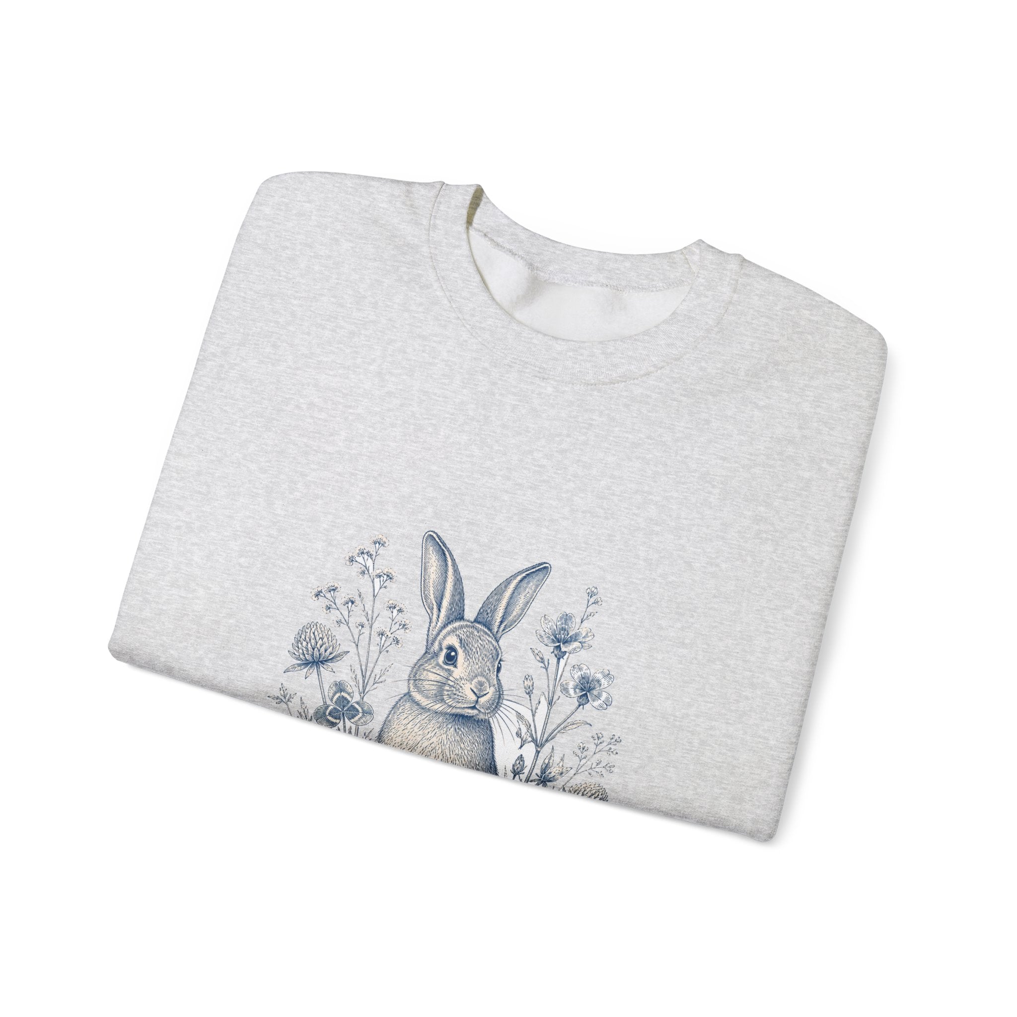 Matching Couple Sweatshirt - Fox & Rabbit Matching Couple Crewneck Sweatshirt Vintage Art His Hers Wedding Gift - Design B