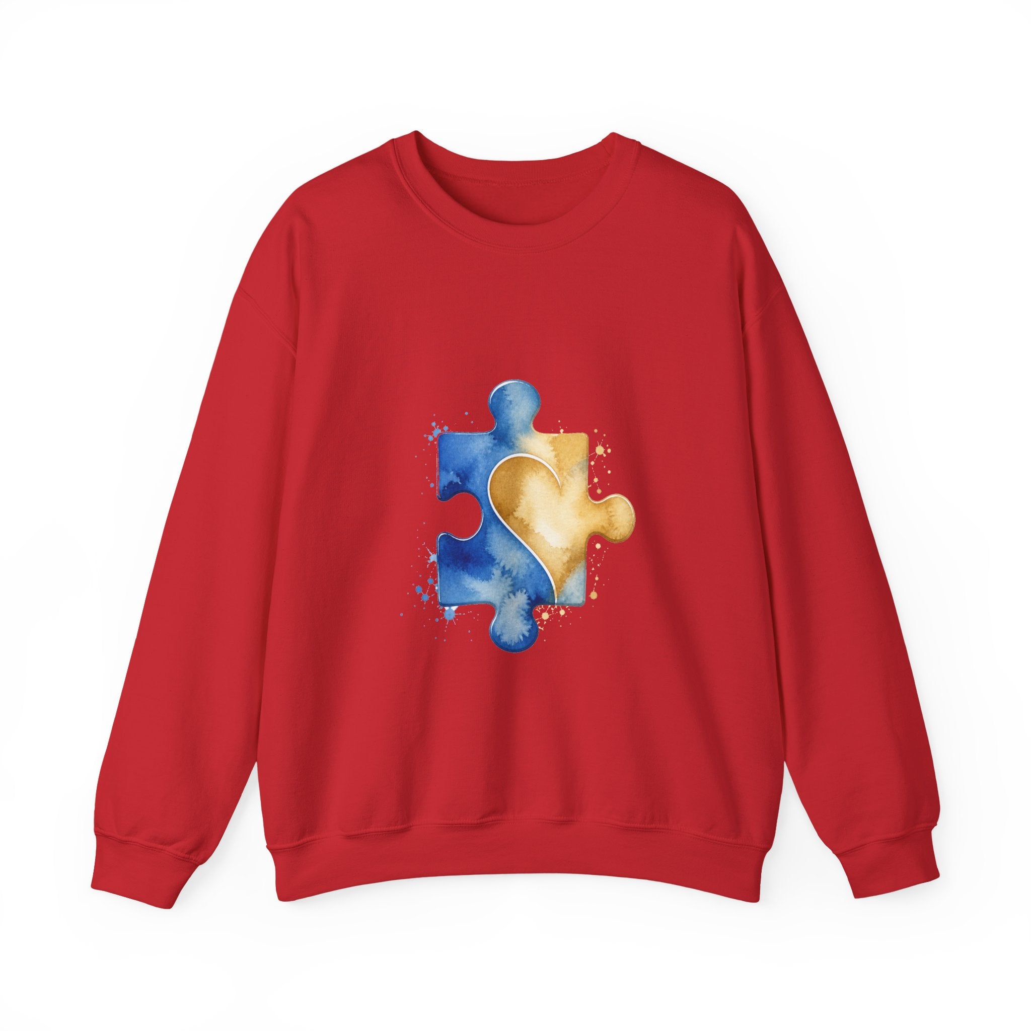 Matching Couple Sweatshirt - Puzzle Pieces Matching Couple Crewneck Sweatshirt Watercolor Art His Hers Engagement Gift - Design B