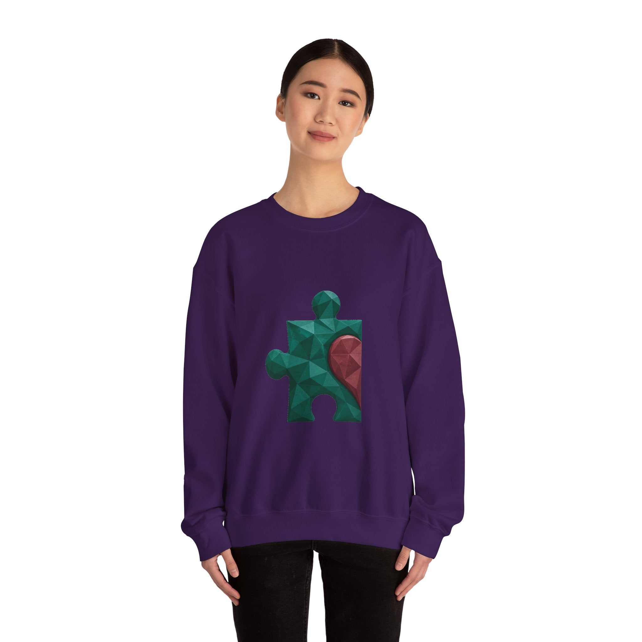 Matching Couple Sweatshirt - Puzzle Pieces Matching Couple Premium Fleece Sweatshirt Geometric Art His Hers Love Gift - Design A