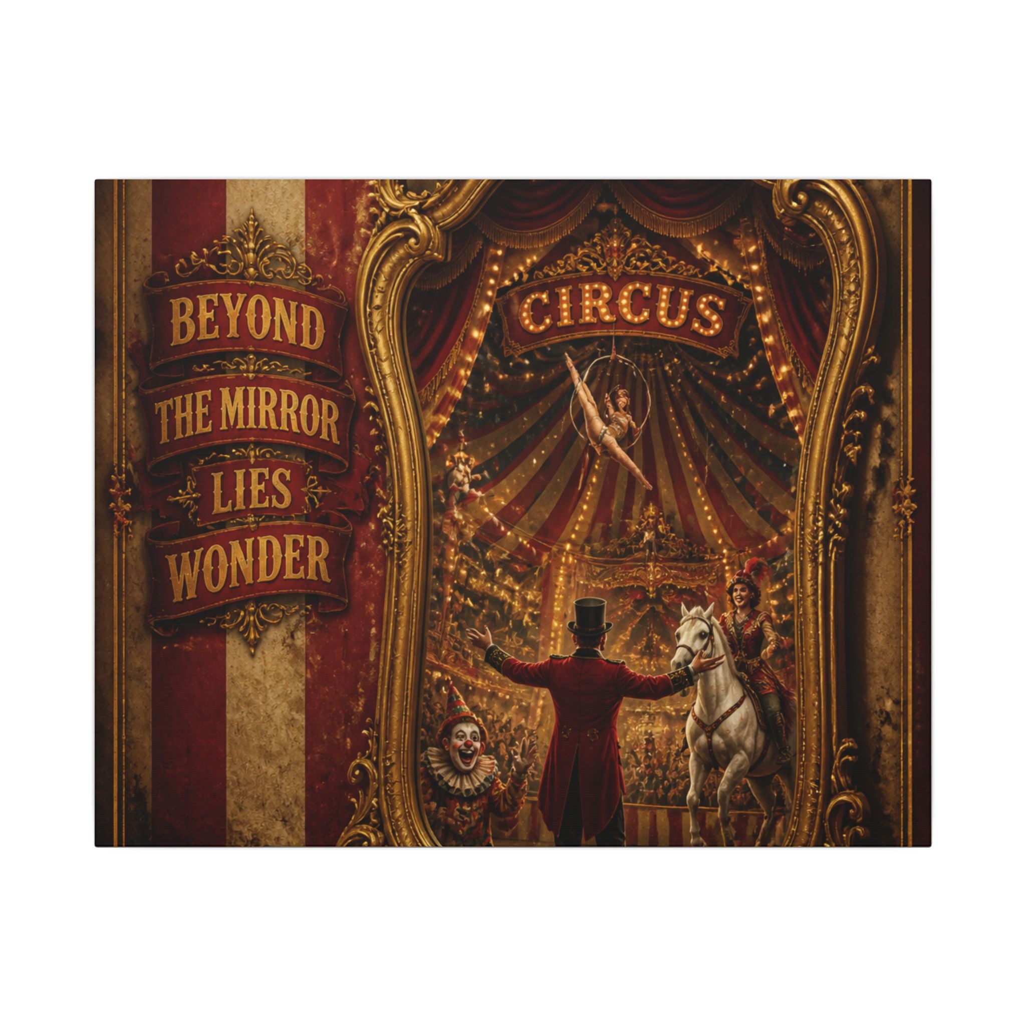 Vintage Mirror Circus Wall Art Canvas 16×20 Baroque Home Office Decor Maximalist Print