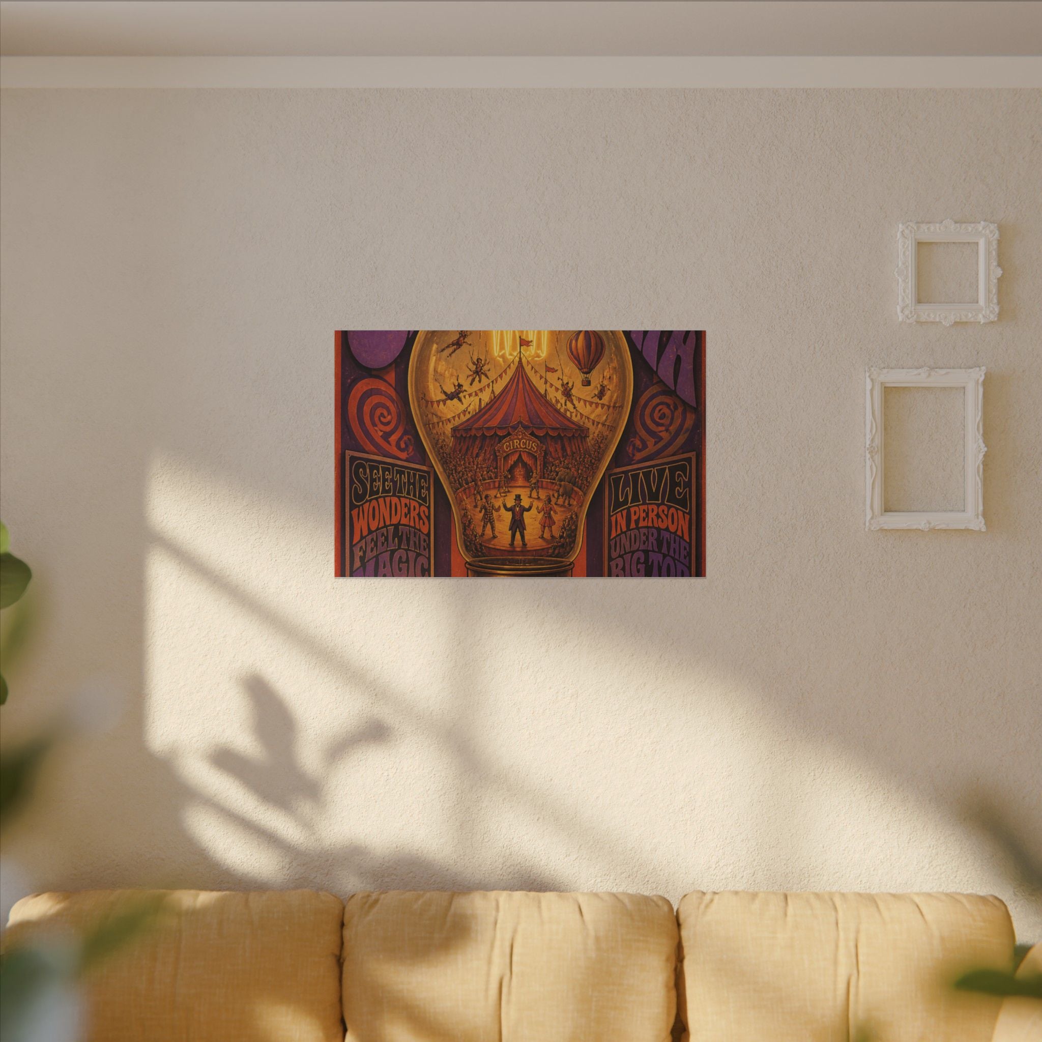 Light Bulb Circus Wall Art Canvas 24×36 Psychedelic Dining Room Decor Maximalist Print