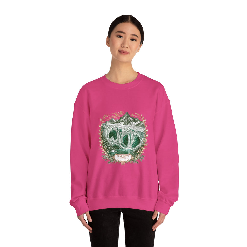 Matching Couple Sweatshirt - Volcano & Glacier Matching Couple Crewneck Sweatshirt Vintage Art His Hers Wedding Gift - Design B