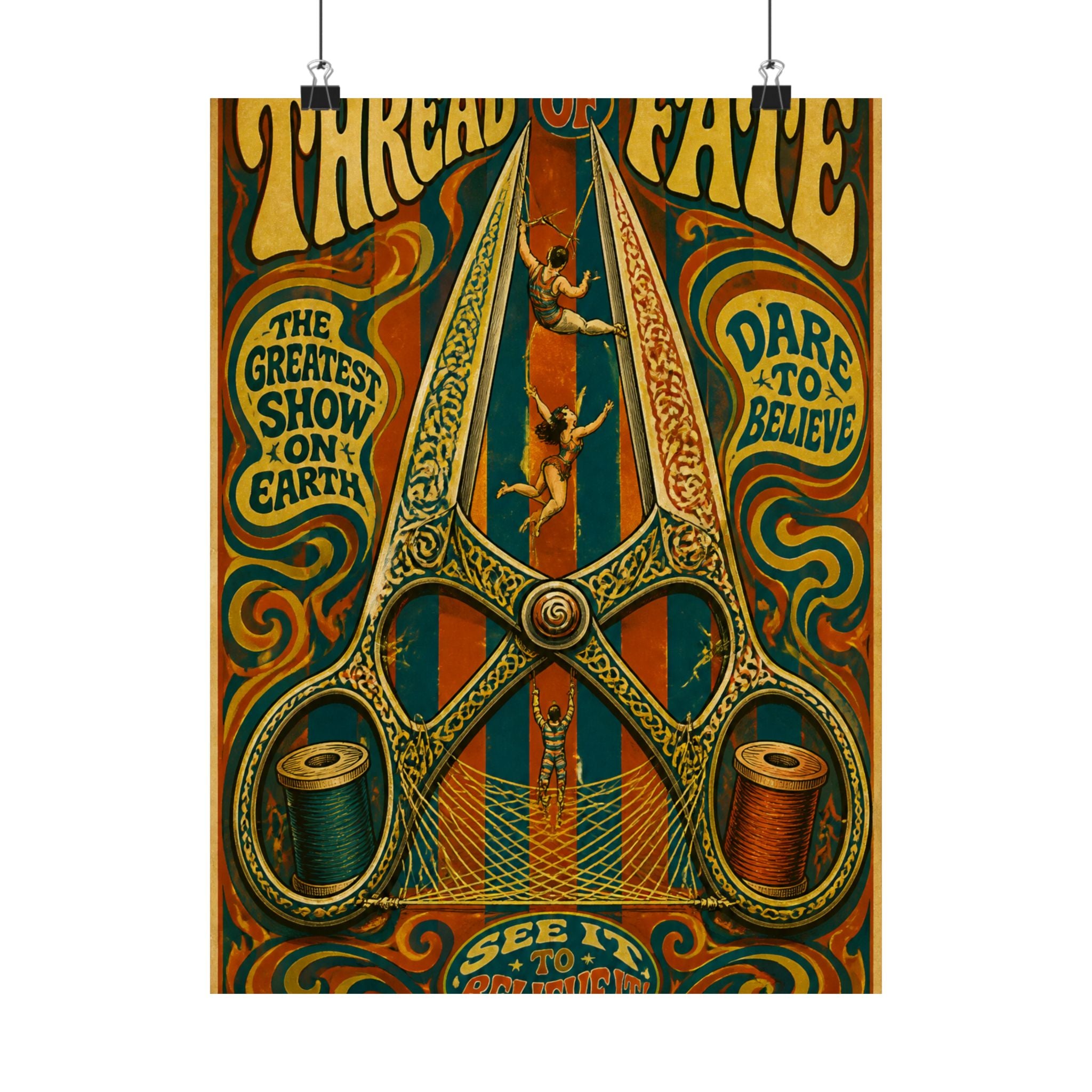 Giant Scissors Trapeze Wall Art Poster 18×24 Psychedelic Cafe Decor Maximalist Print