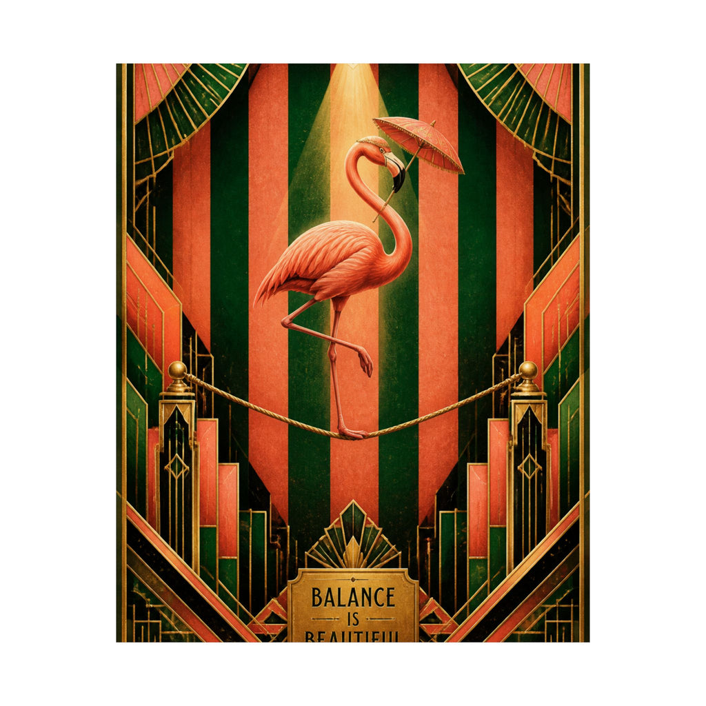 Flamingo Tightrope Wall Art Poster 18×24 Art Deco Entryway Decor Maximalist Print